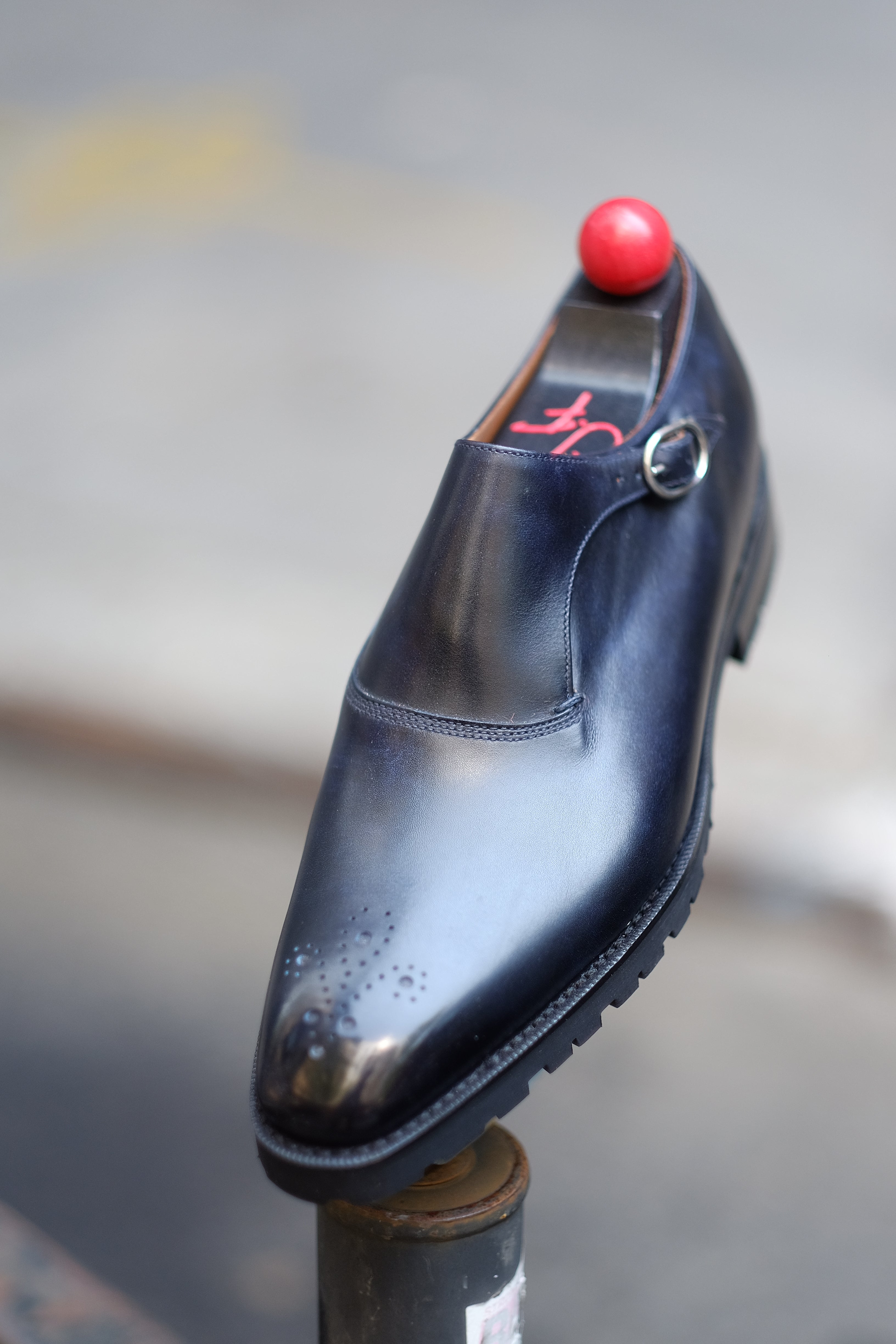 Martel - MTO - Navy Museum Calf-Made To Order Single Monkstrap Medallion-J.FitzPatrick Footwear
