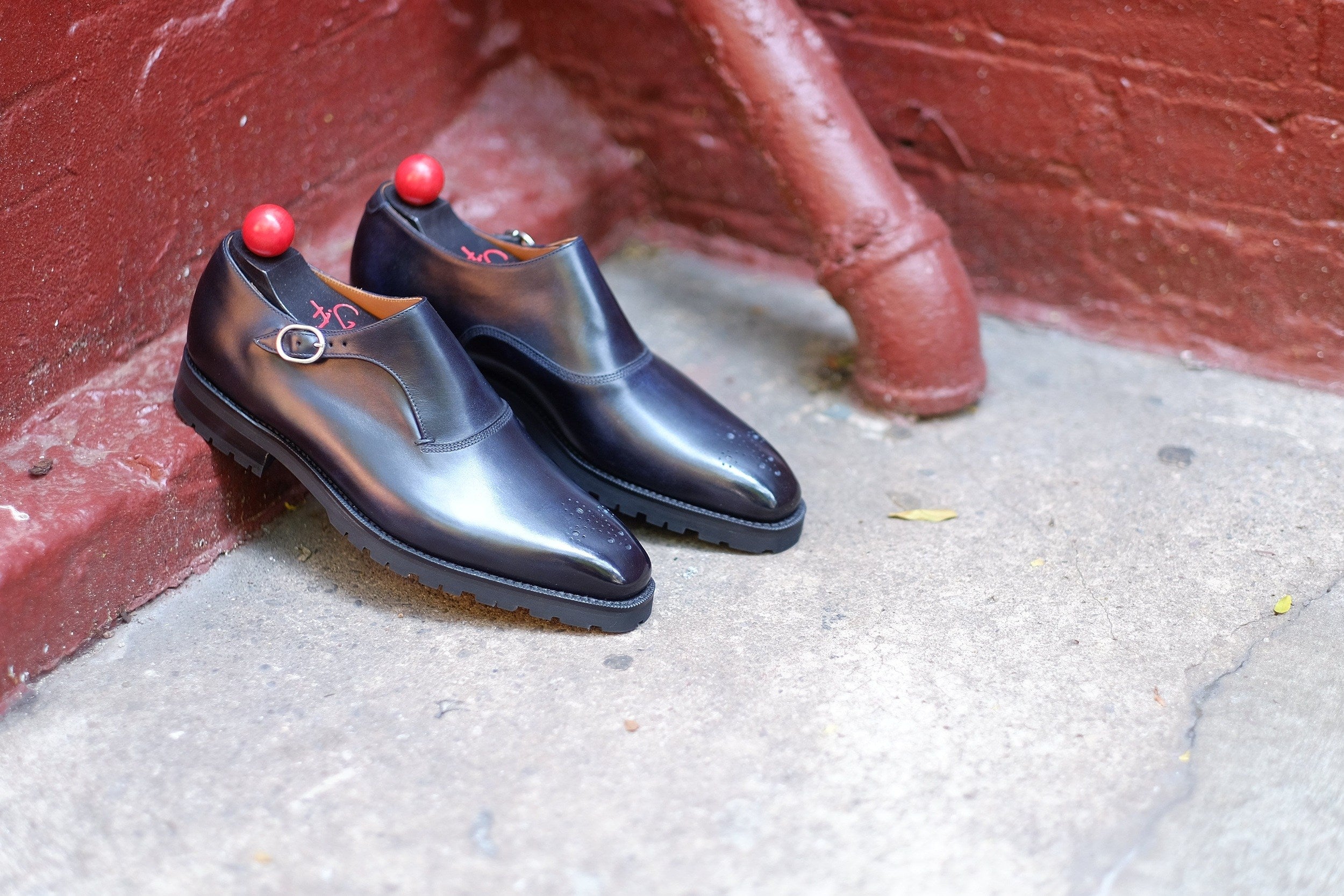 Martel - MTO - Navy Museum Calf-Made To Order Single Monkstrap Medallion-J.FitzPatrick Footwear