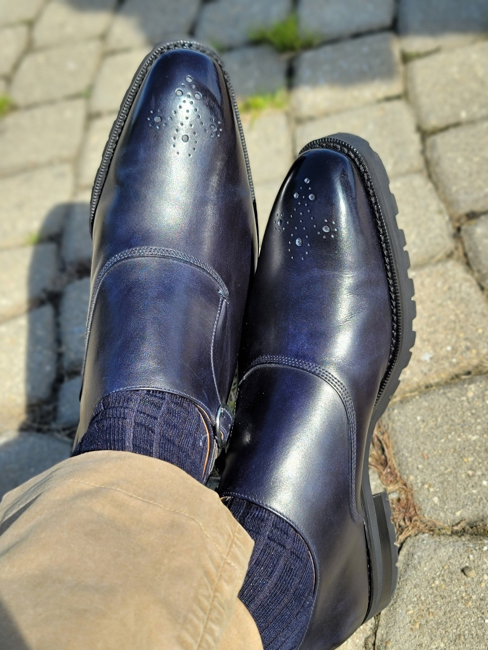 Martel - MTO - Navy Museum Calf-Made To Order Single Monkstrap Medallion-J.FitzPatrick Footwear