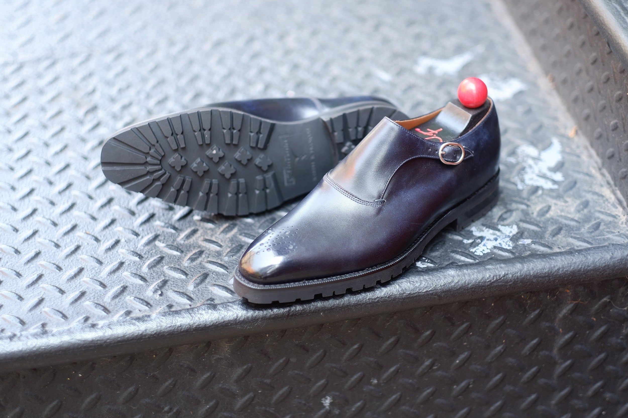 Martel - MTO - Navy Museum Calf-Made To Order Single Monkstrap Medallion-J.FitzPatrick Footwear
