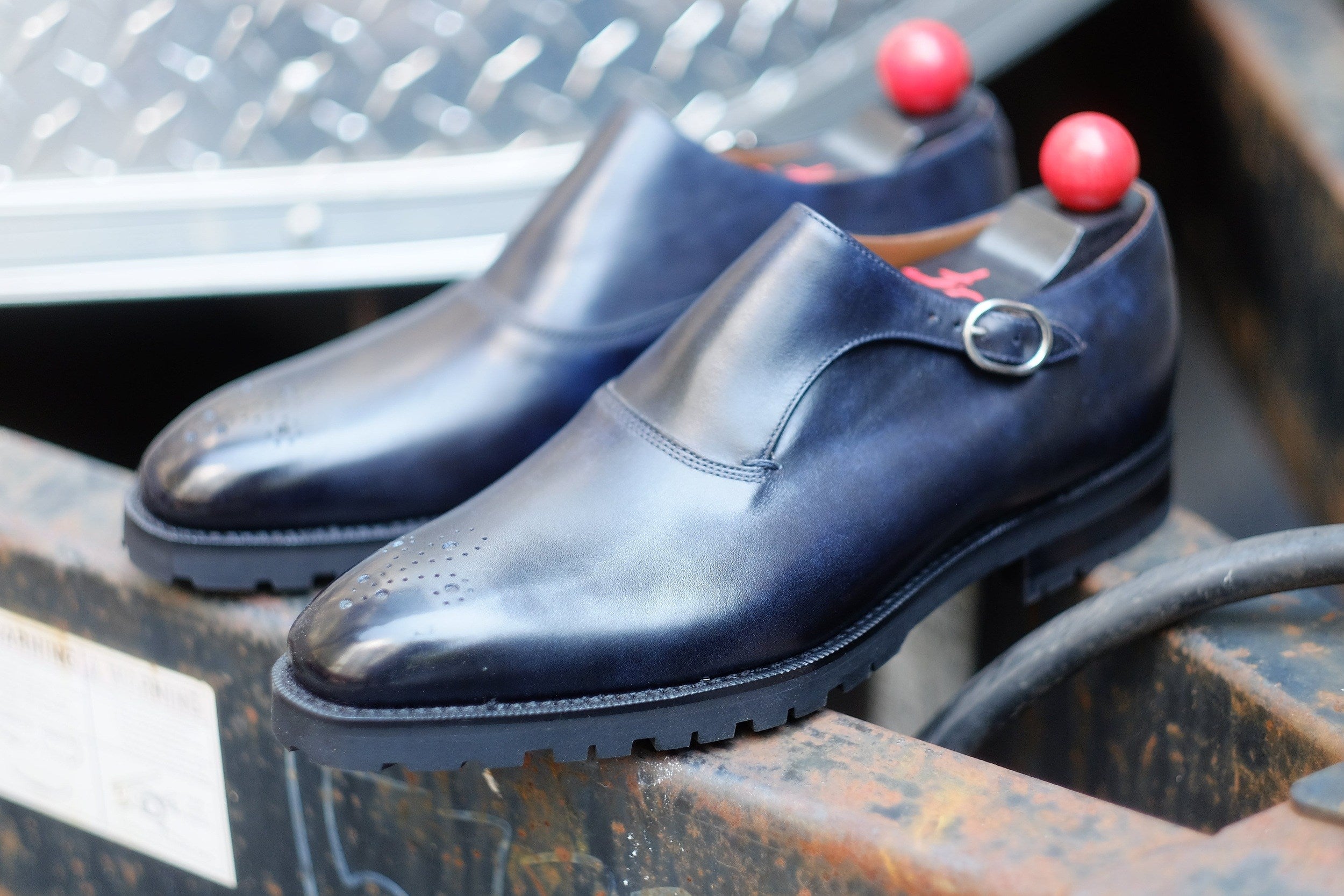 Martel - MTO - Navy Museum Calf-Made To Order Single Monkstrap Medallion-J.FitzPatrick Footwear