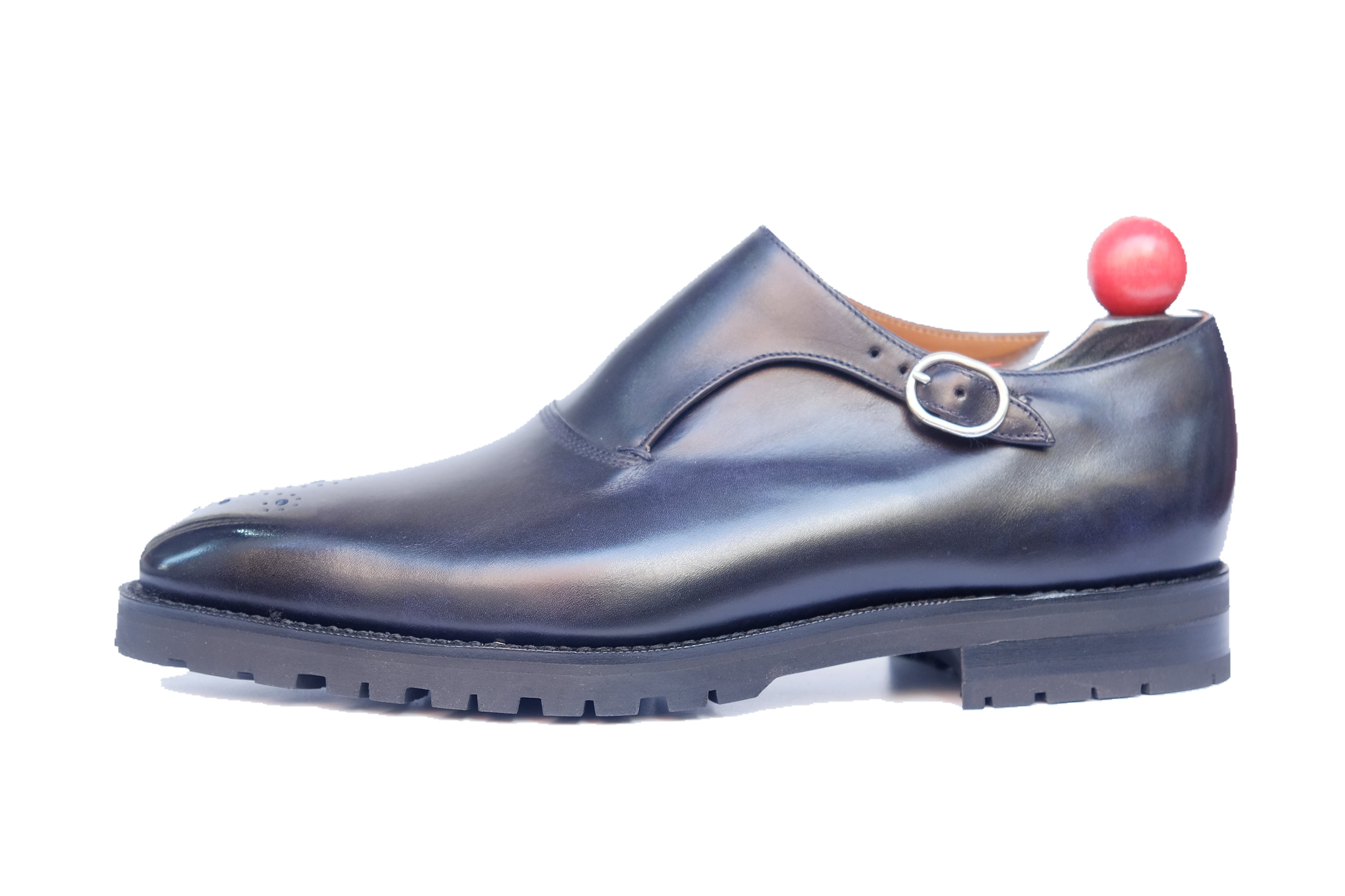 Martel - MTO - Navy Museum Calf-Made To Order Single Monkstrap Medallion-J.FitzPatrick Footwear