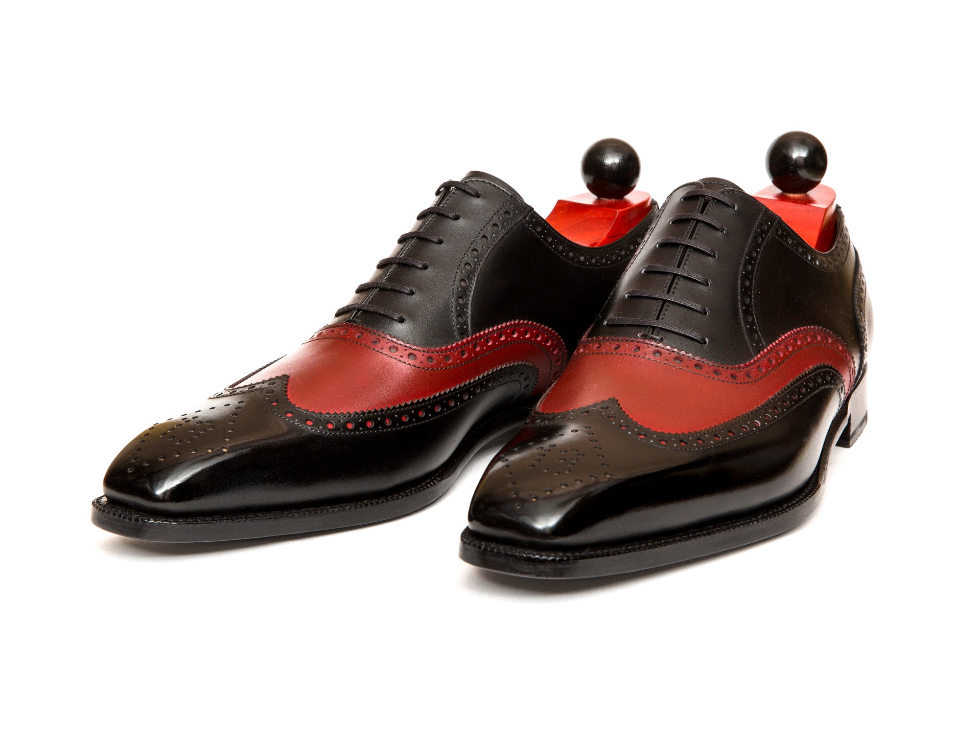 McClure - MTO - Black Calf / Red Calf - "13" Medallion - MGF Last - Single Leather Sole-Made To Order Wingtip Brogue Oxfords-J.FitzPatrick Footwear