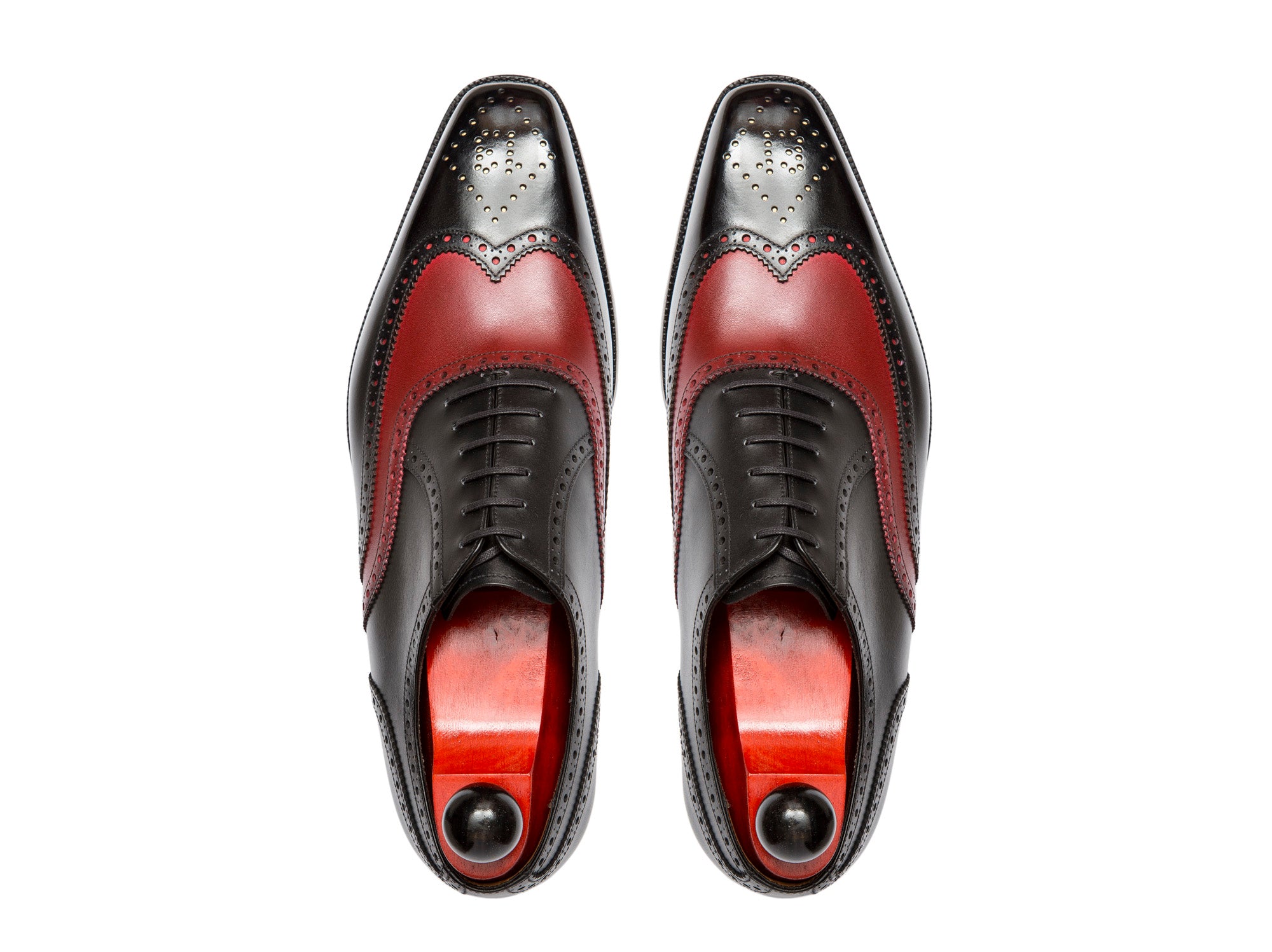 McClure - MTO - Black Calf / Red Calf - "13" Medallion - MGF Last - Single Leather Sole-Made To Order Wingtip Brogue Oxfords-J.FitzPatrick Footwear