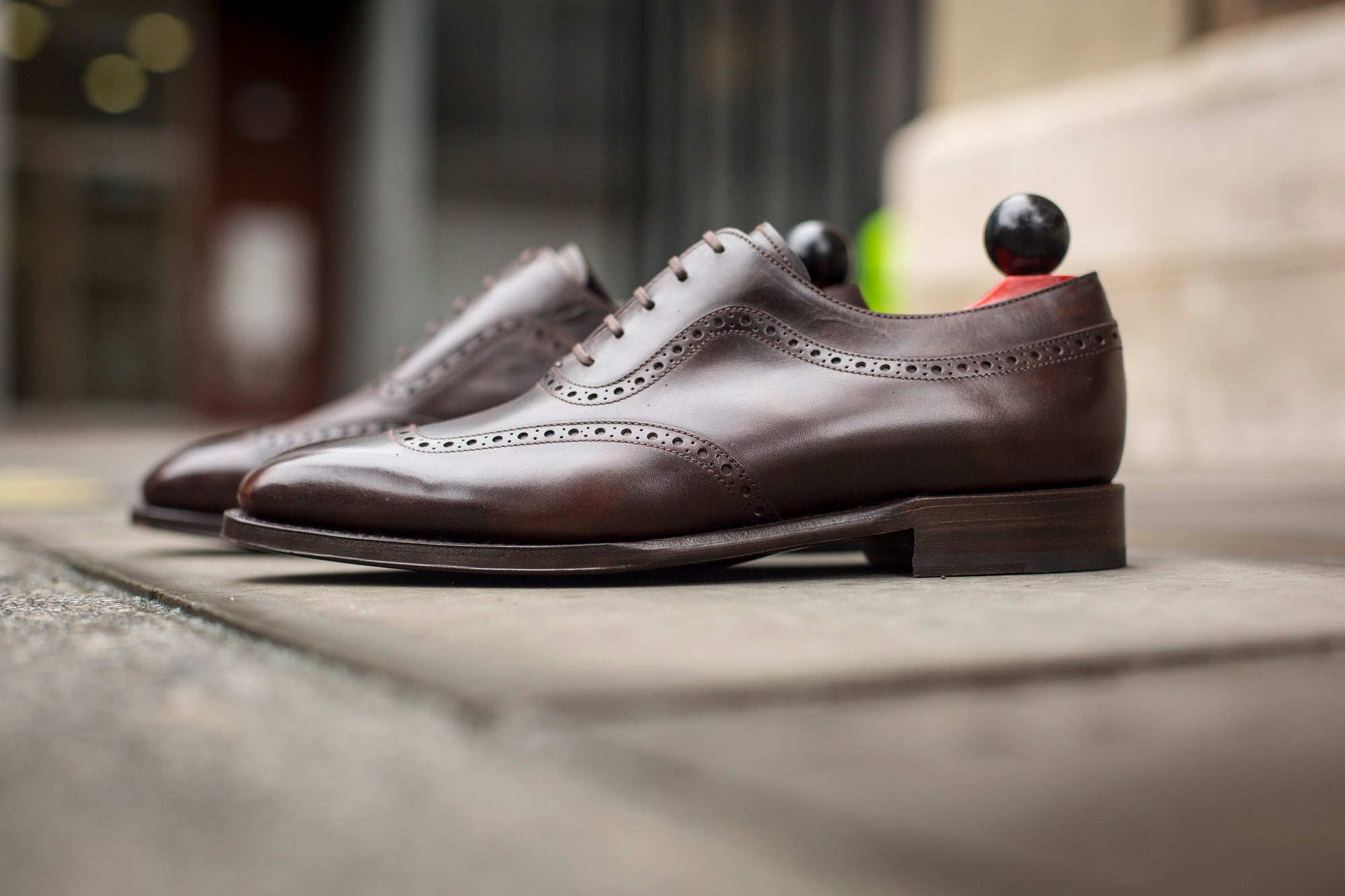 Medina - MTO - Dark Brown Museum Calf - LPB Last - Single Leather Sole-Made To Order U Wing Brogue Oxfords-J.FitzPatrick Footwear