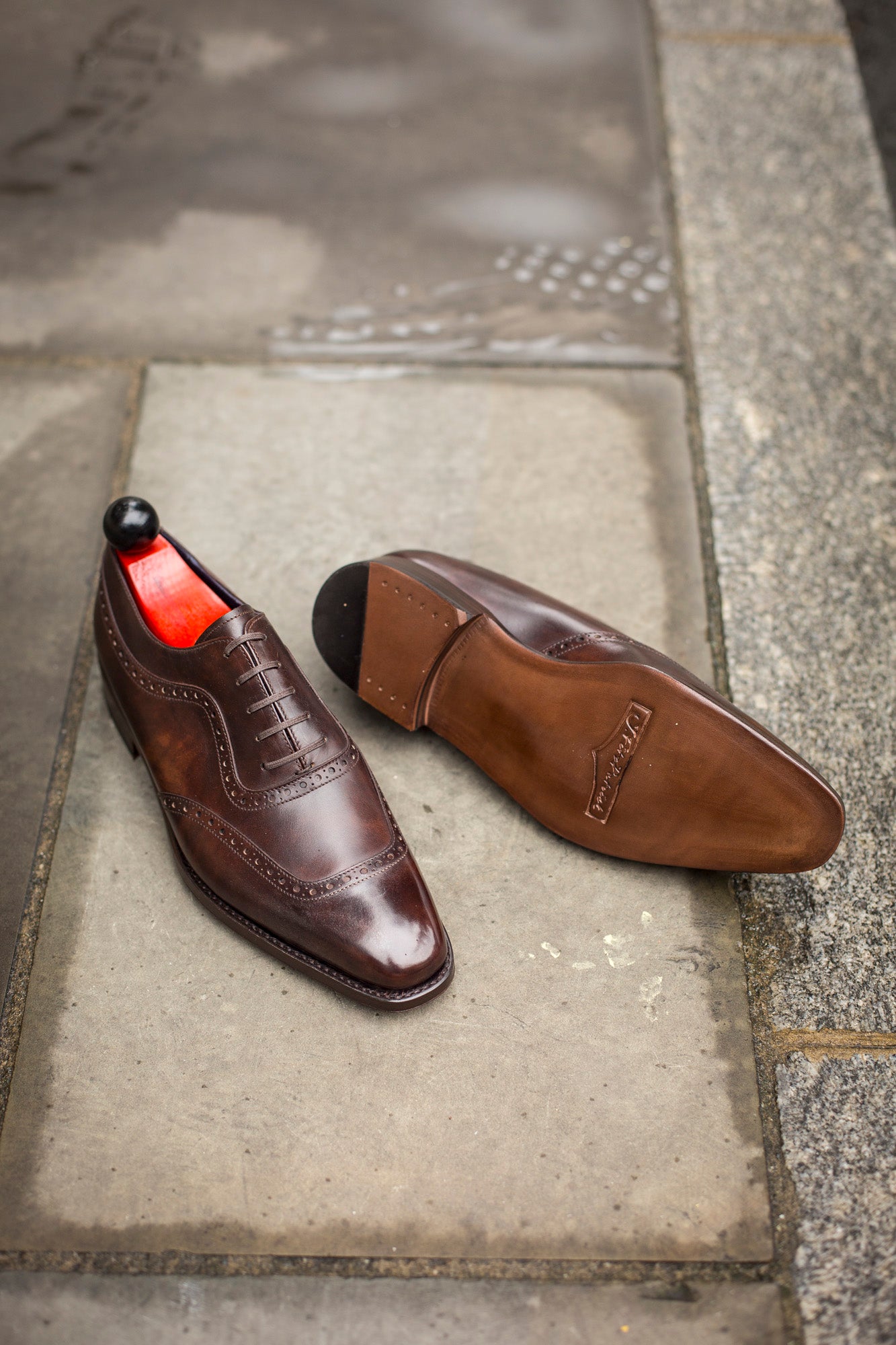Medina - MTO - Dark Brown Museum Calf - LPB Last - Single Leather Sole-Made To Order U Wing Brogue Oxfords-J.FitzPatrick Footwear