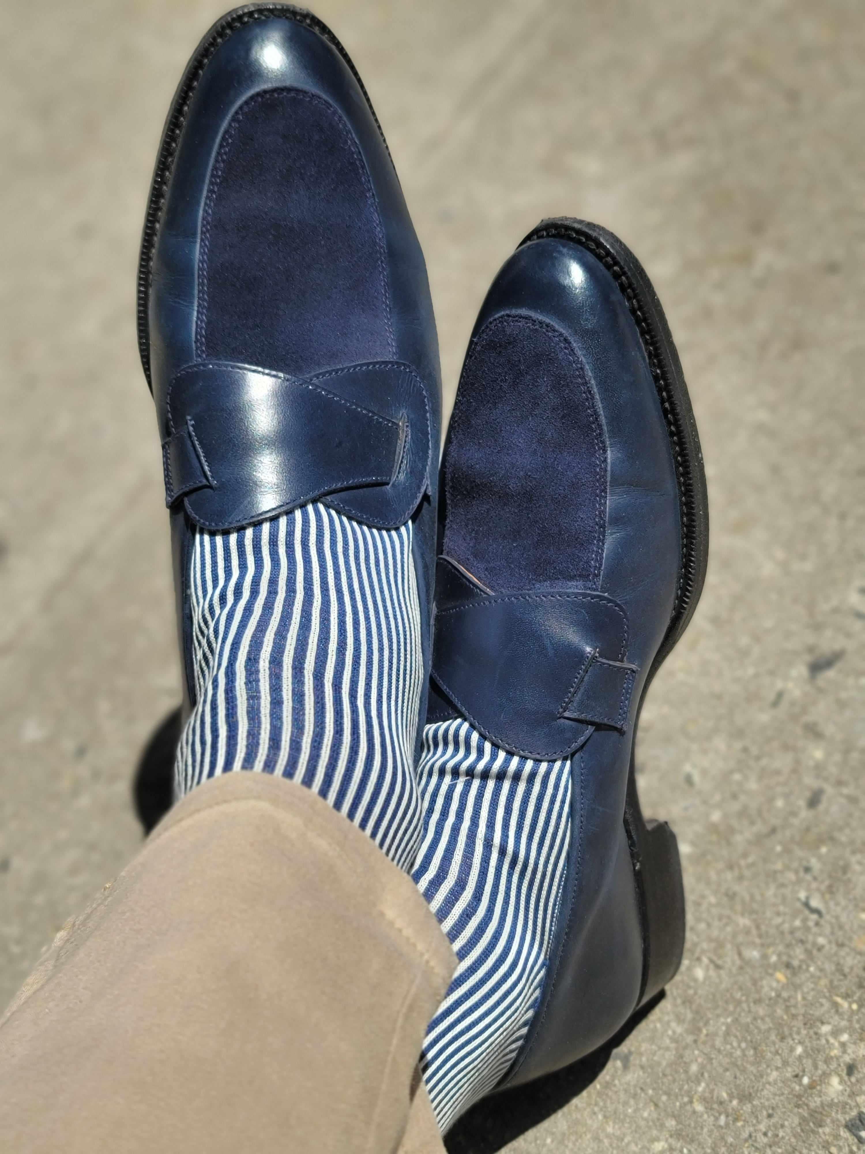 Meridian - Midnight Calf / Navy Suede-Butterfly Loafers-J.FitzPatrick Footwear