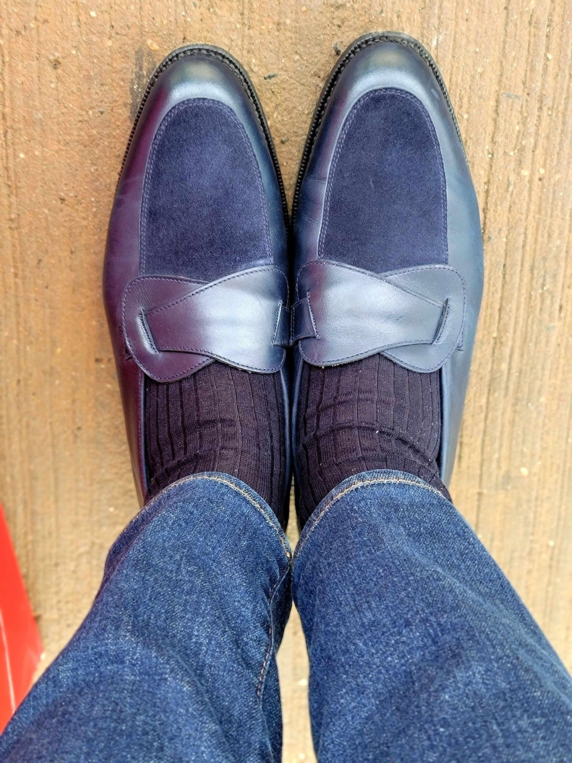 Meridian - Midnight Calf / Navy Suede-Butterfly Loafers-J.FitzPatrick Footwear