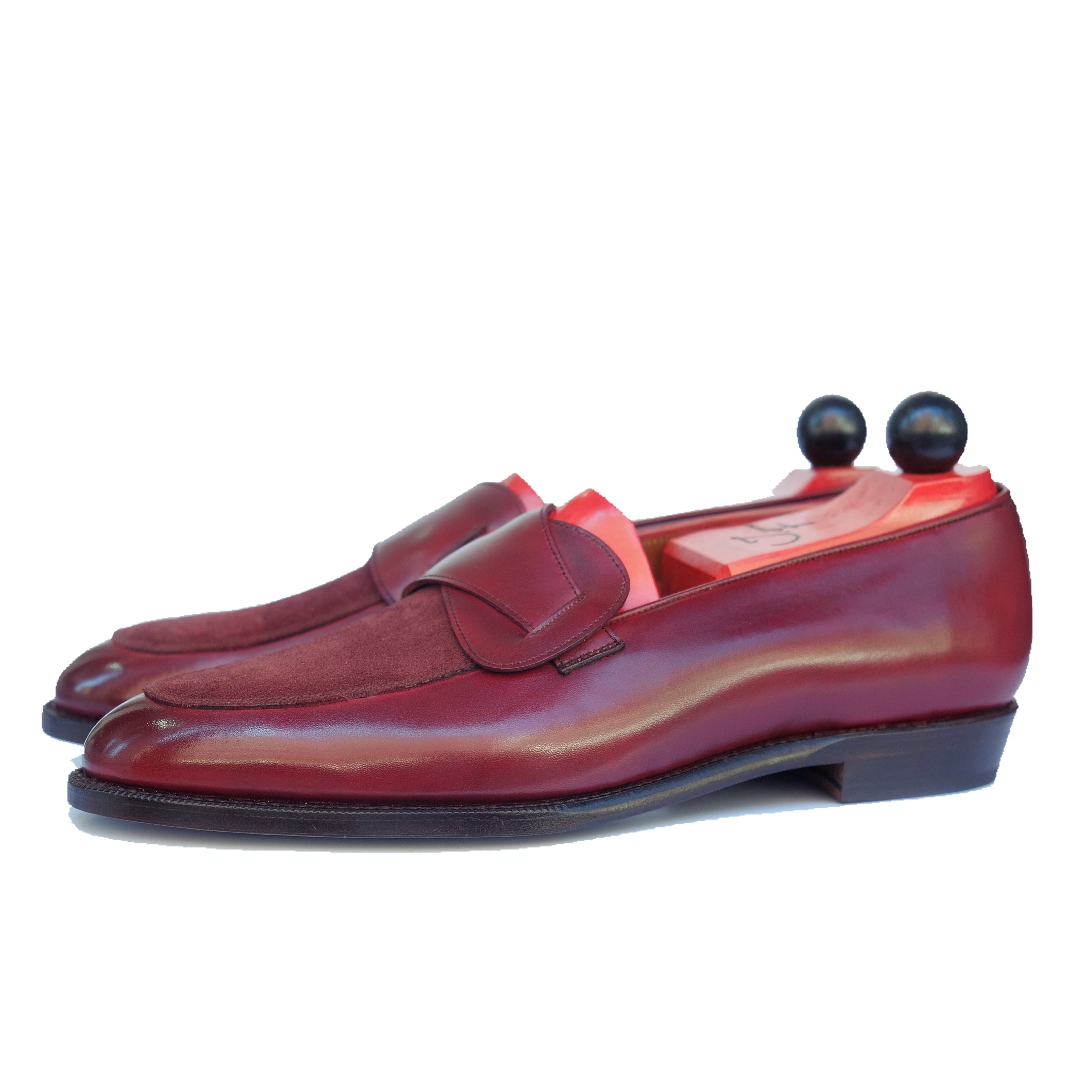 Meridian - MTO - Burgundy Calf / Burgundy Suede - TMG Last - Single Leather Sole-Made To Order Butterfly Loafer-J.FitzPatrick Footwear