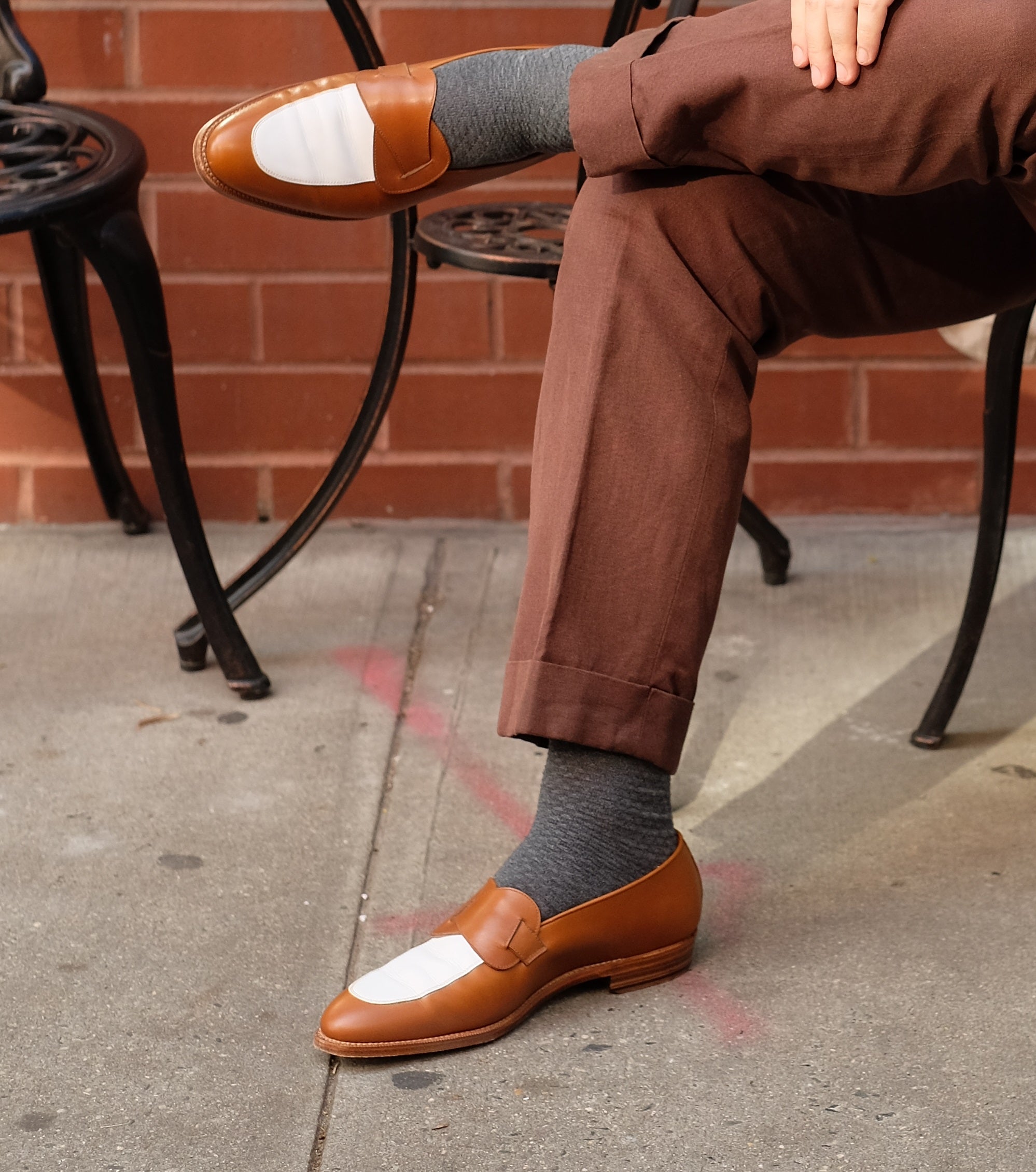 Meridian - MTO - Maple Calf / White Calf - TMG Last - Single Leather Sole-Made To Order Butterfly Loafer-J.FitzPatrick Footwear
