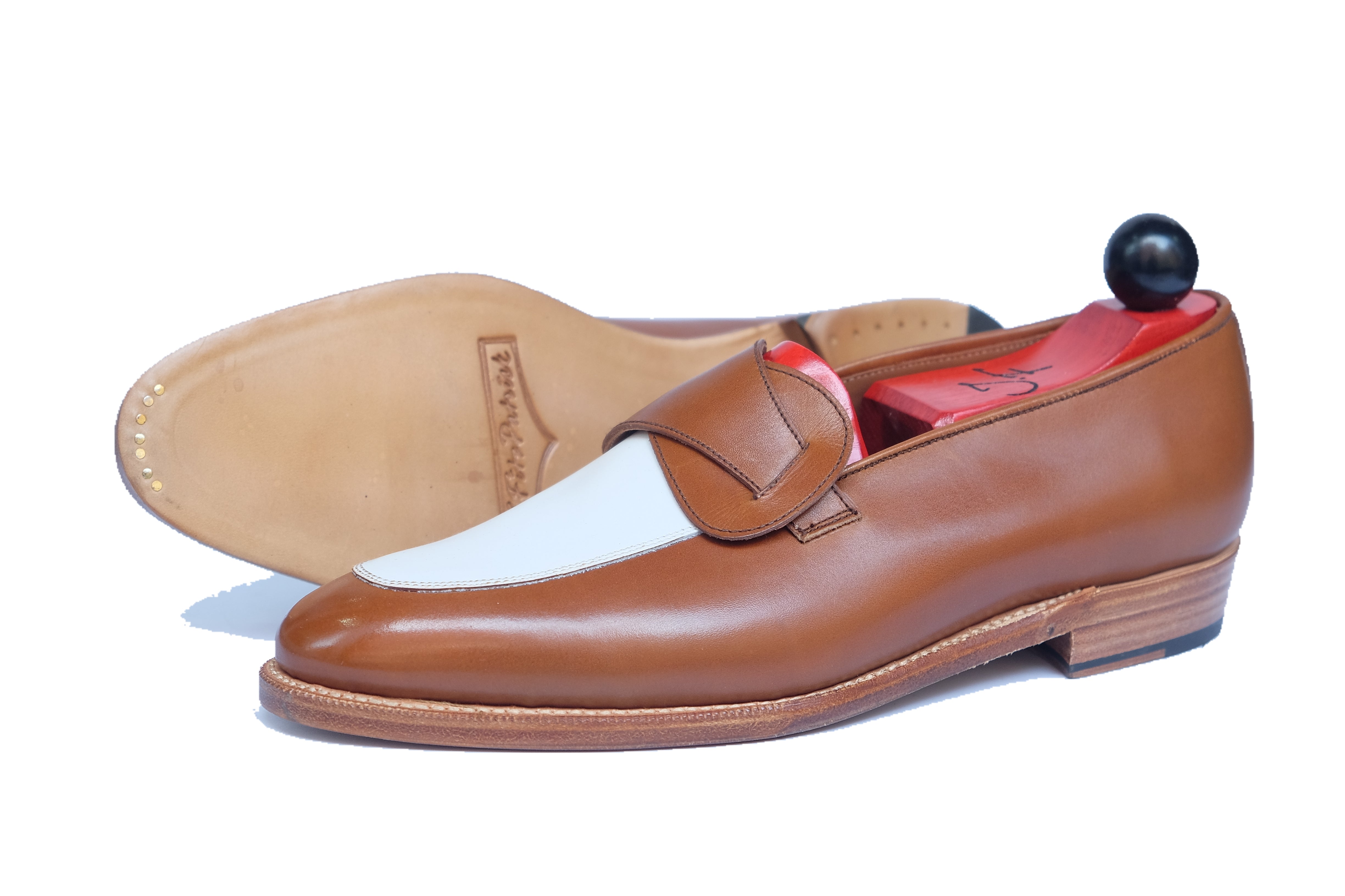 Meridian - MTO - Maple Calf / White Calf - TMG Last - Single Leather Sole-Made To Order Butterfly Loafer-J.FitzPatrick Footwear