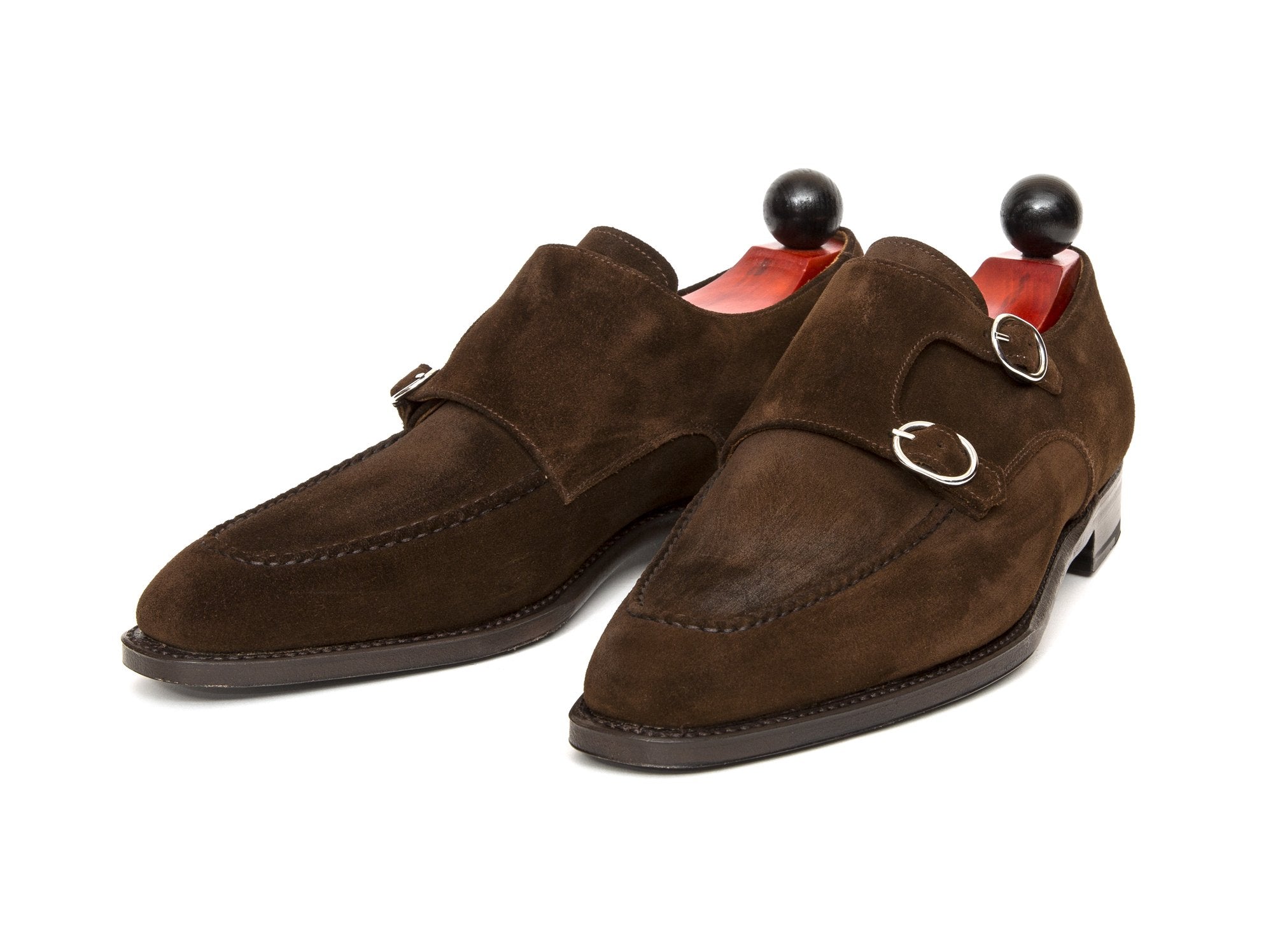 Montlake - MTO - Dark Brown Suede-Made To Order Double Monkstrap Hand Stitched-J.FitzPatrick Footwear