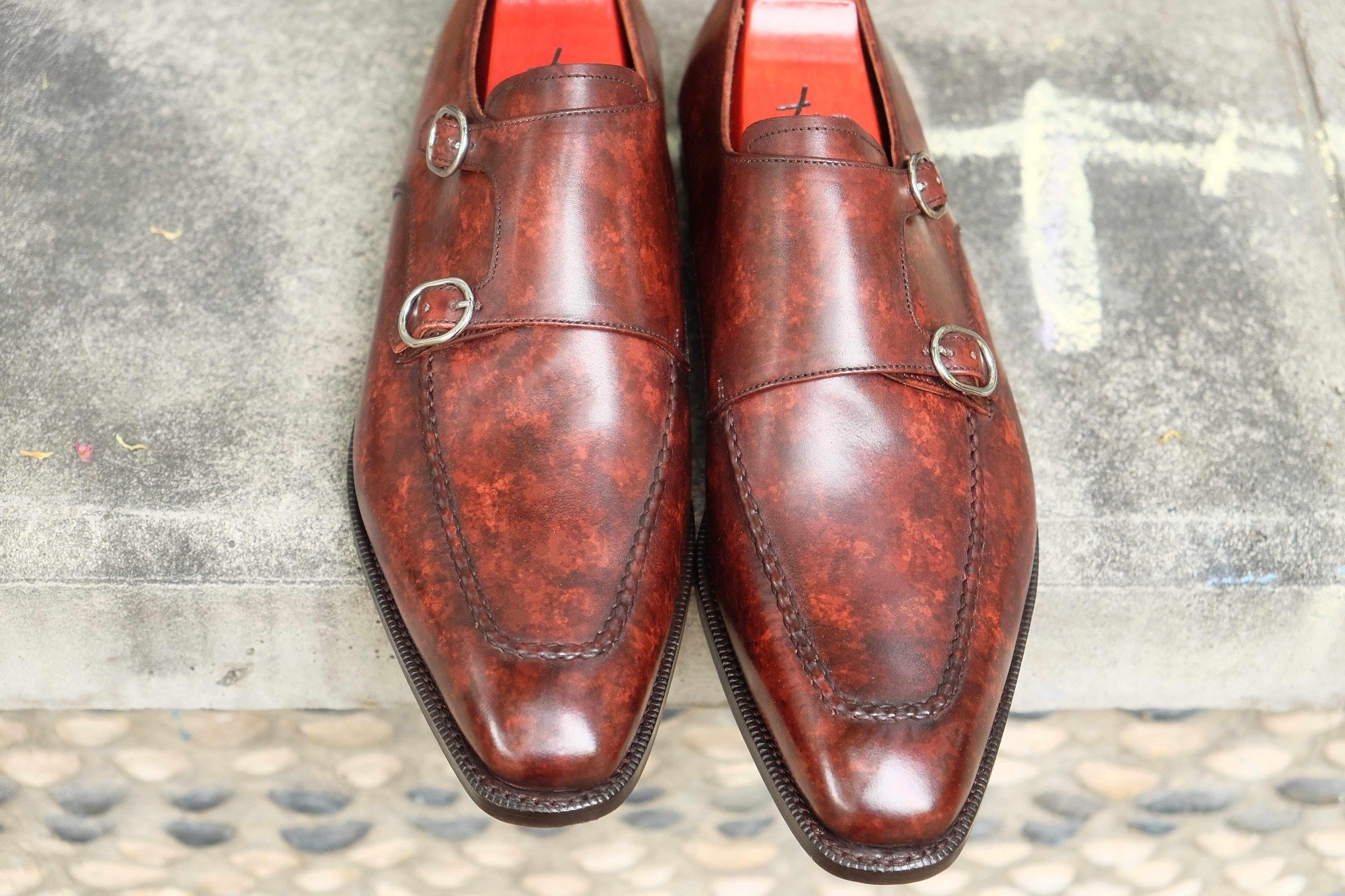 Montlake - Walnut Marble Patina-Double Monk Straps Monkstraps-J.FitzPatrick Footwear