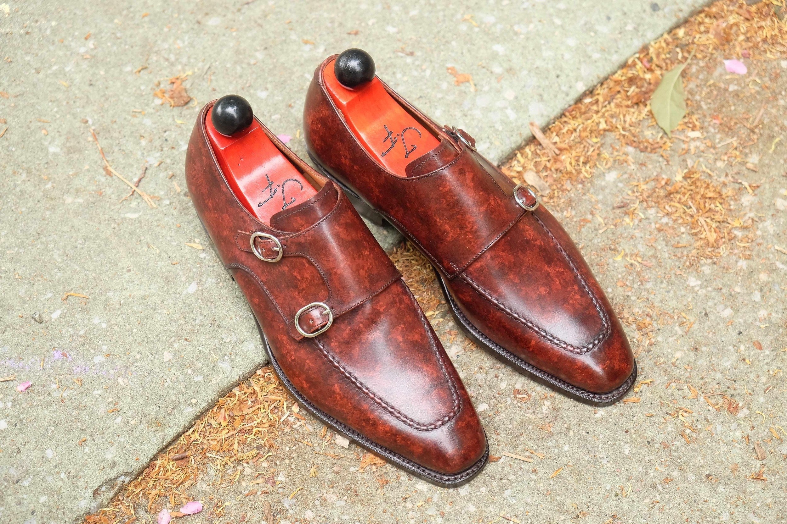 Montlake - Walnut Marble Patina-Double Monk Straps Monkstraps-J.FitzPatrick Footwear