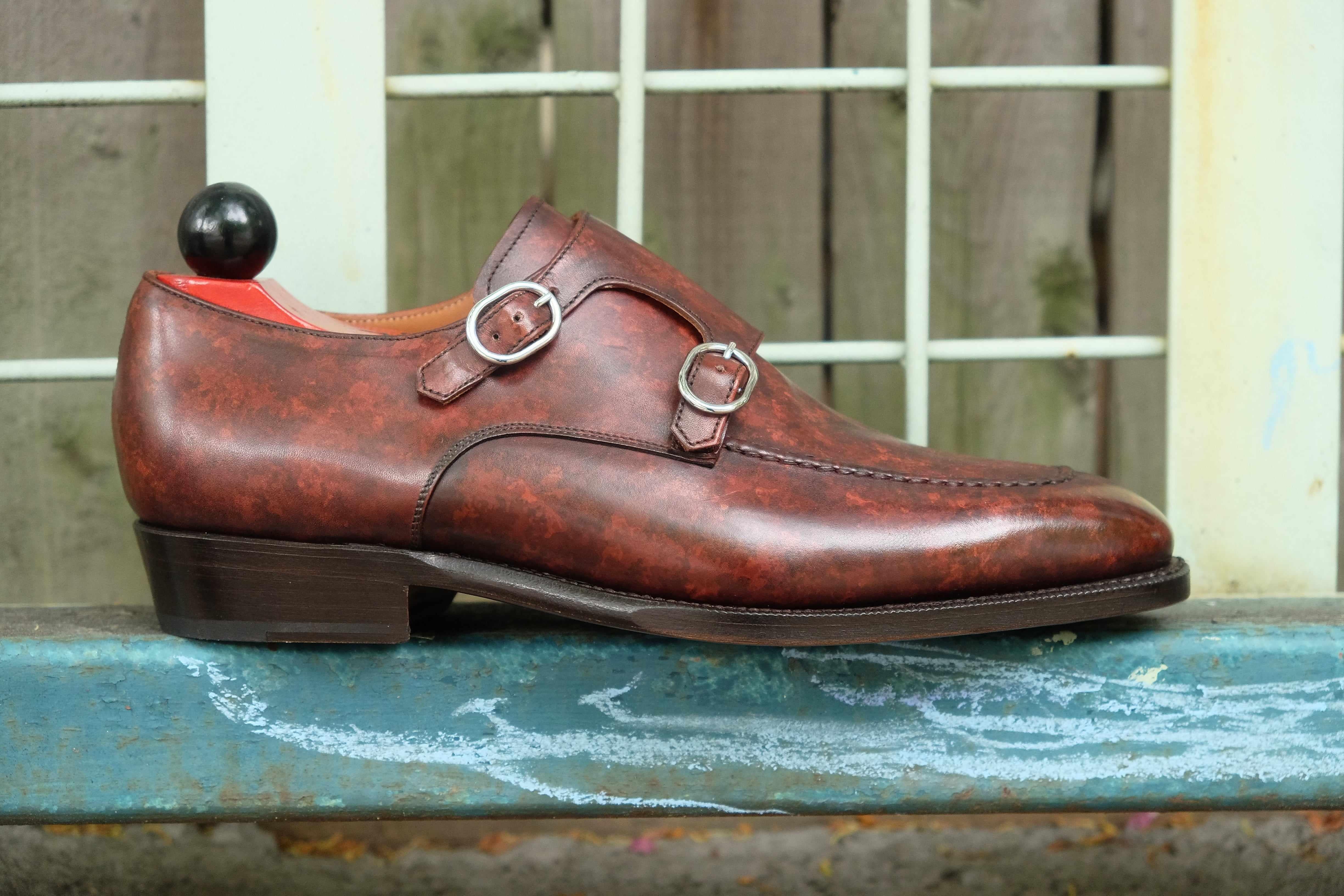 Montlake - Walnut Marble Patina-Double Monk Straps Monkstraps-J.FitzPatrick Footwear