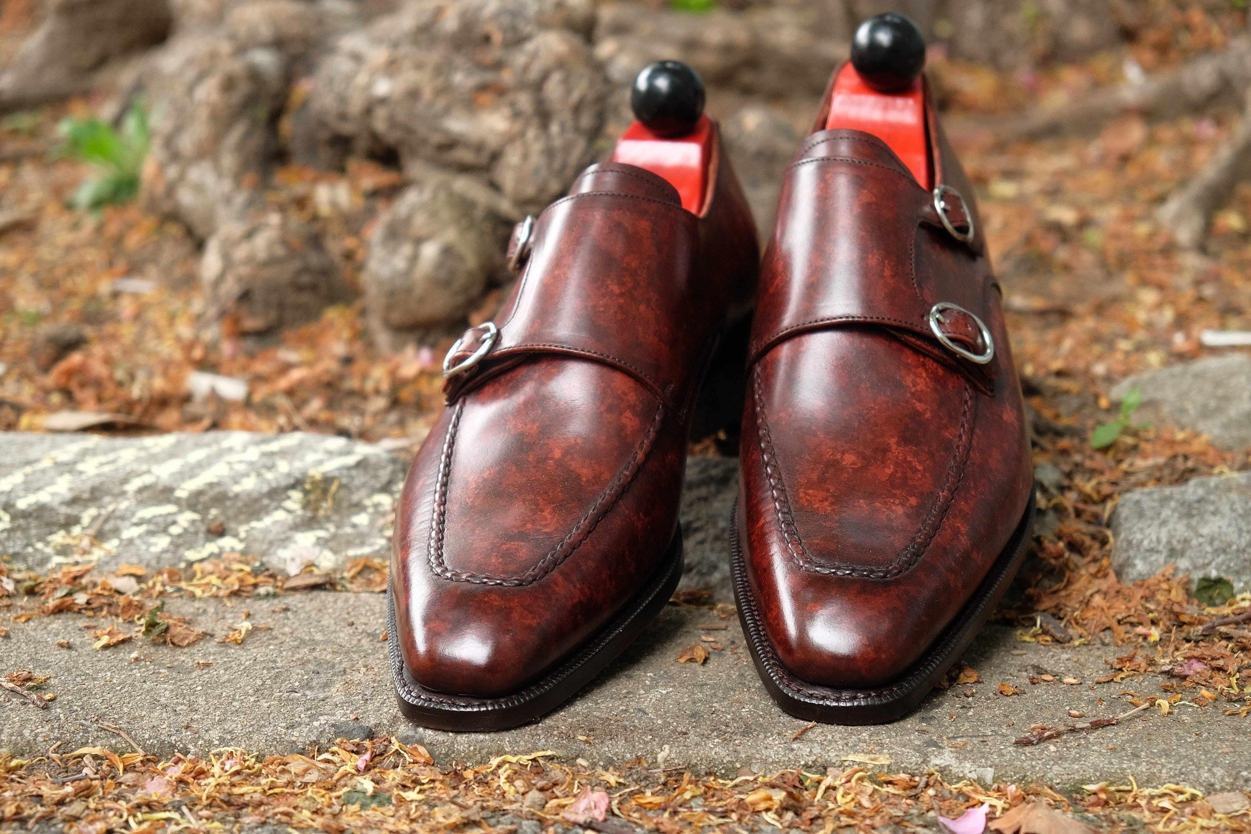 Montlake - Walnut Marble Patina-Double Monk Straps Monkstraps-J.FitzPatrick Footwear