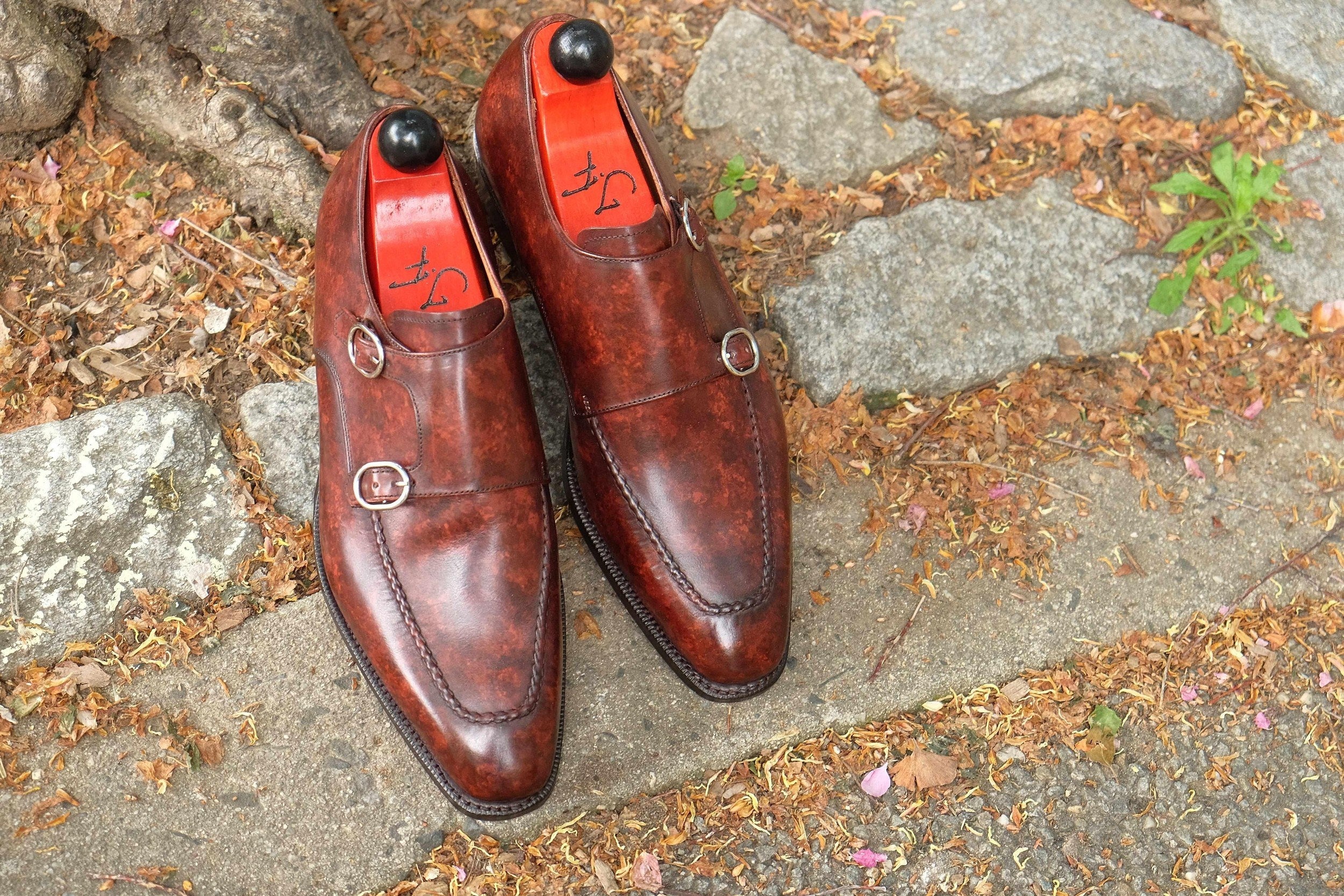 Montlake - Walnut Marble Patina-Double Monk Straps Monkstraps-J.FitzPatrick Footwear