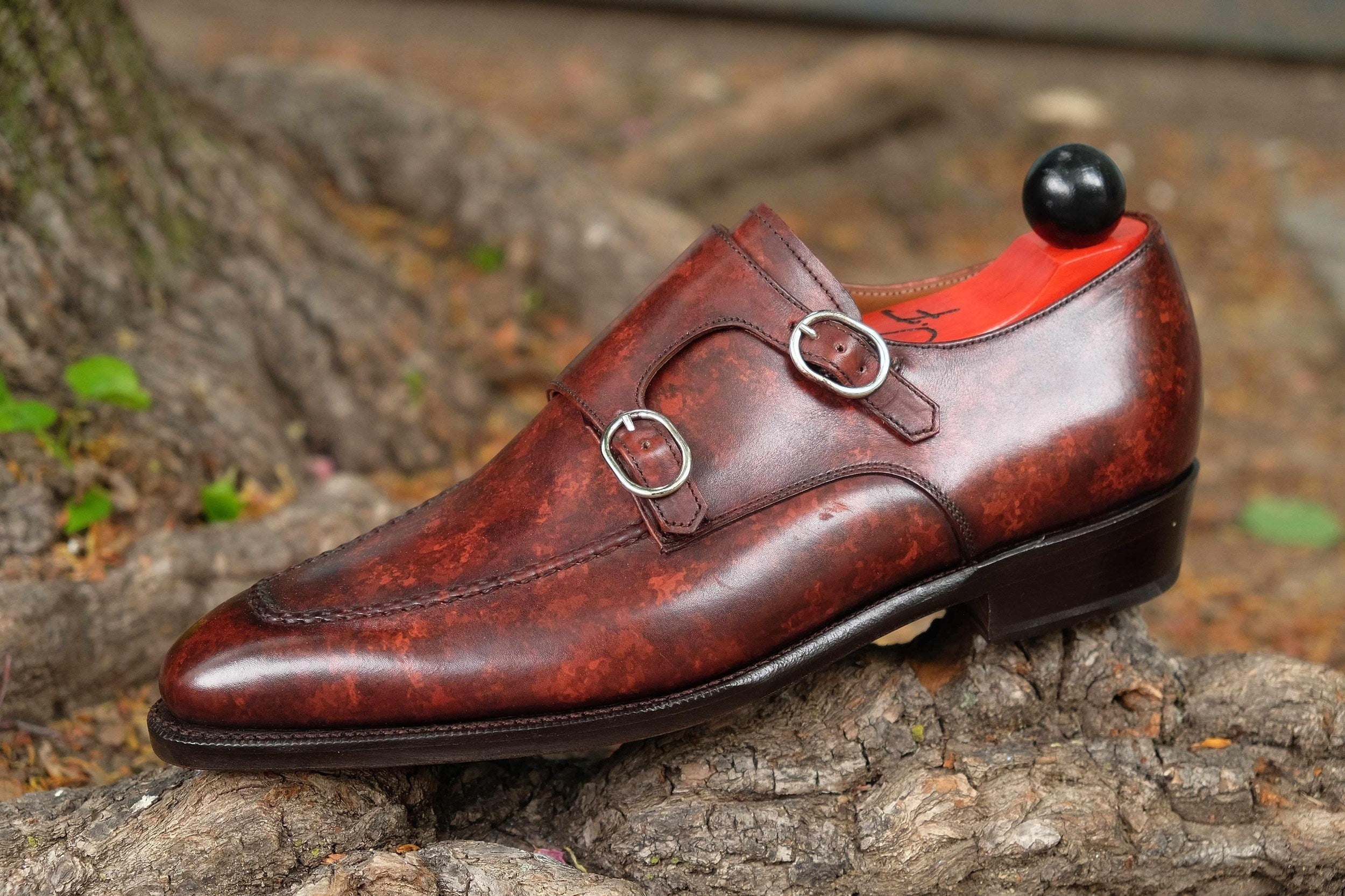 Montlake - Walnut Marble Patina-Double Monk Straps Monkstraps-J.FitzPatrick Footwear