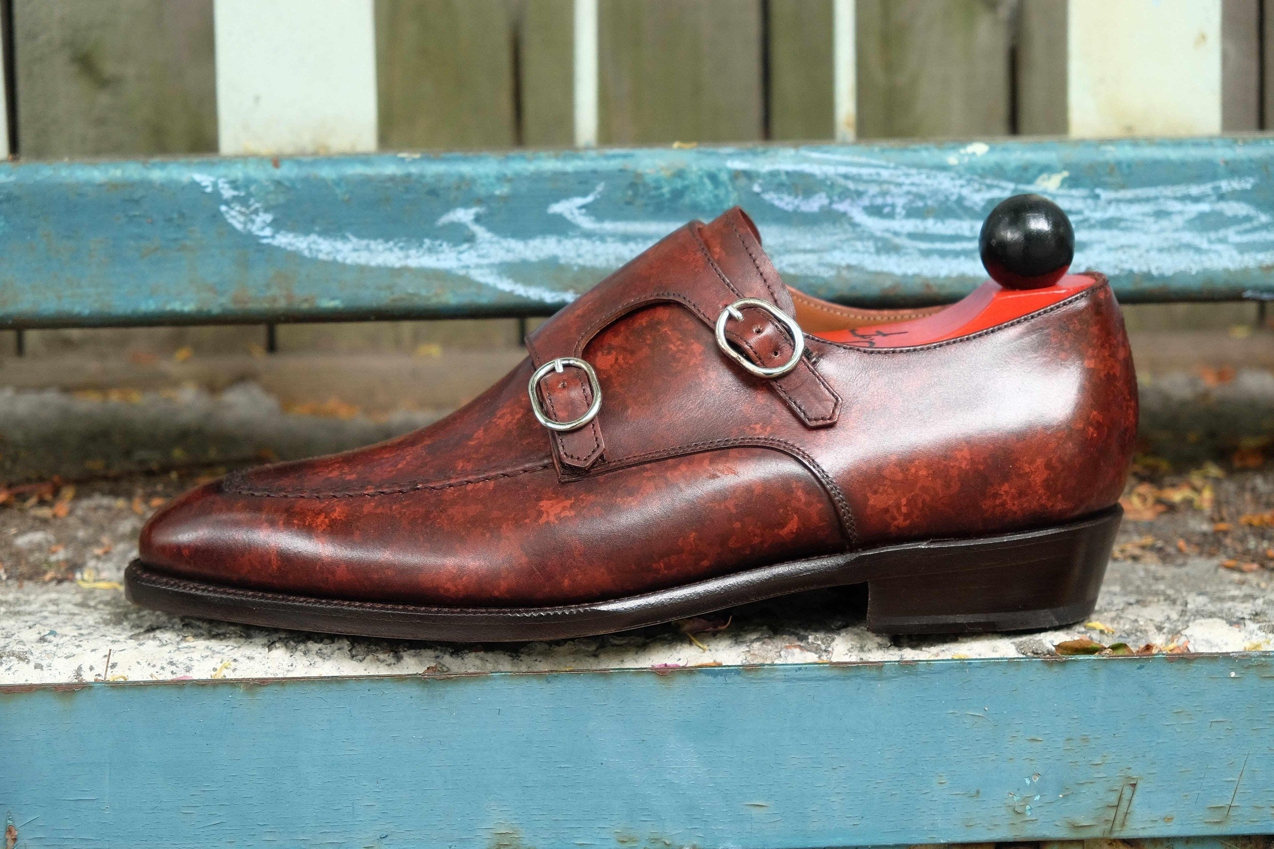 Montlake - Walnut Marble Patina-Double Monk Straps Monkstraps-J.FitzPatrick Footwear