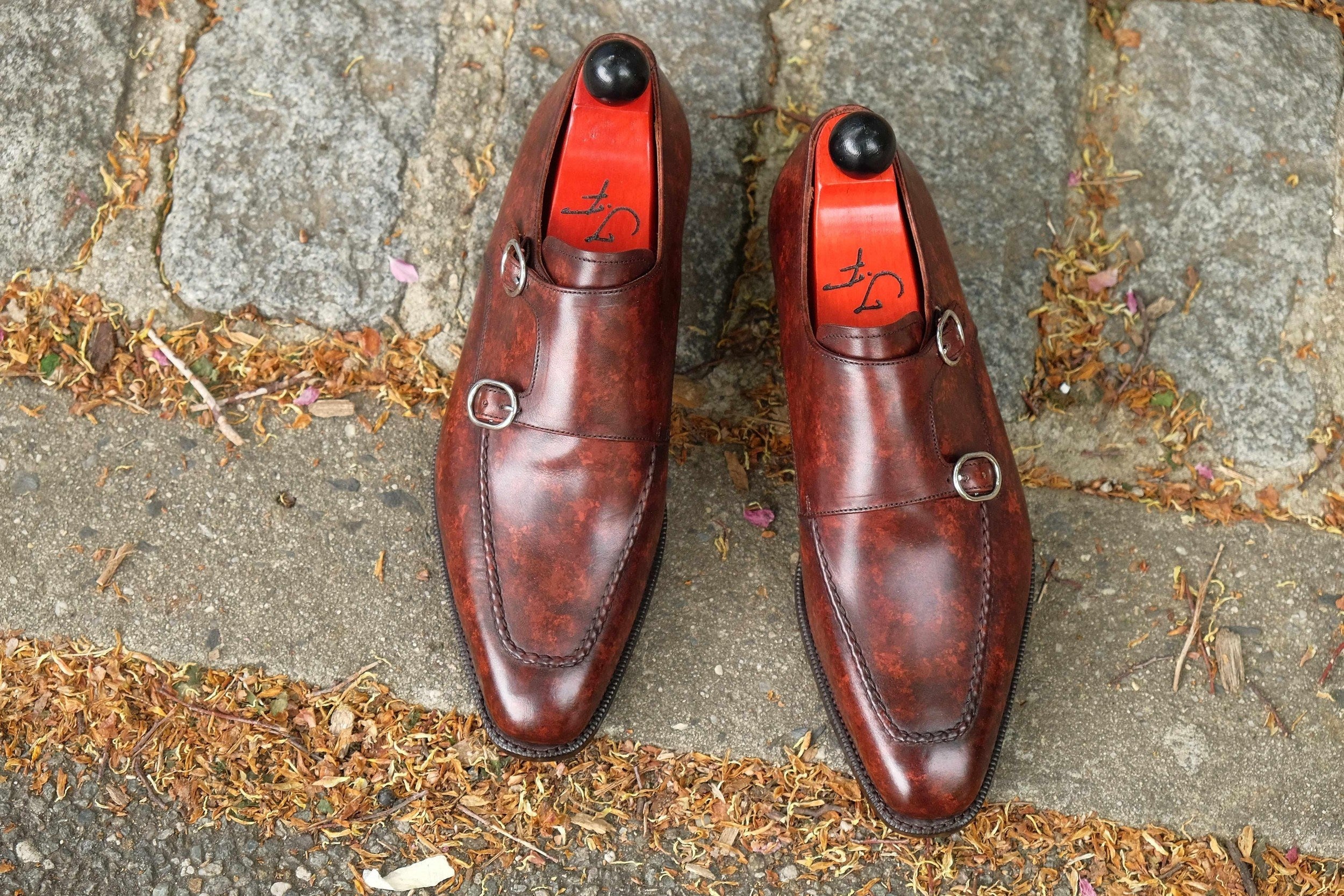 Montlake - Walnut Marble Patina-Double Monk Straps Monkstraps-J.FitzPatrick Footwear