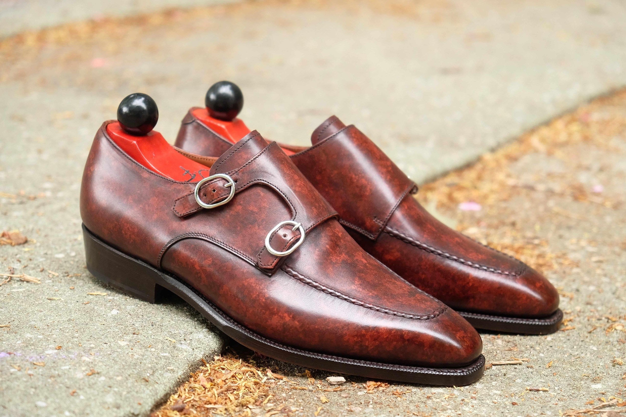 Montlake - Walnut Marble Patina-Double Monk Straps Monkstraps-J.FitzPatrick Footwear