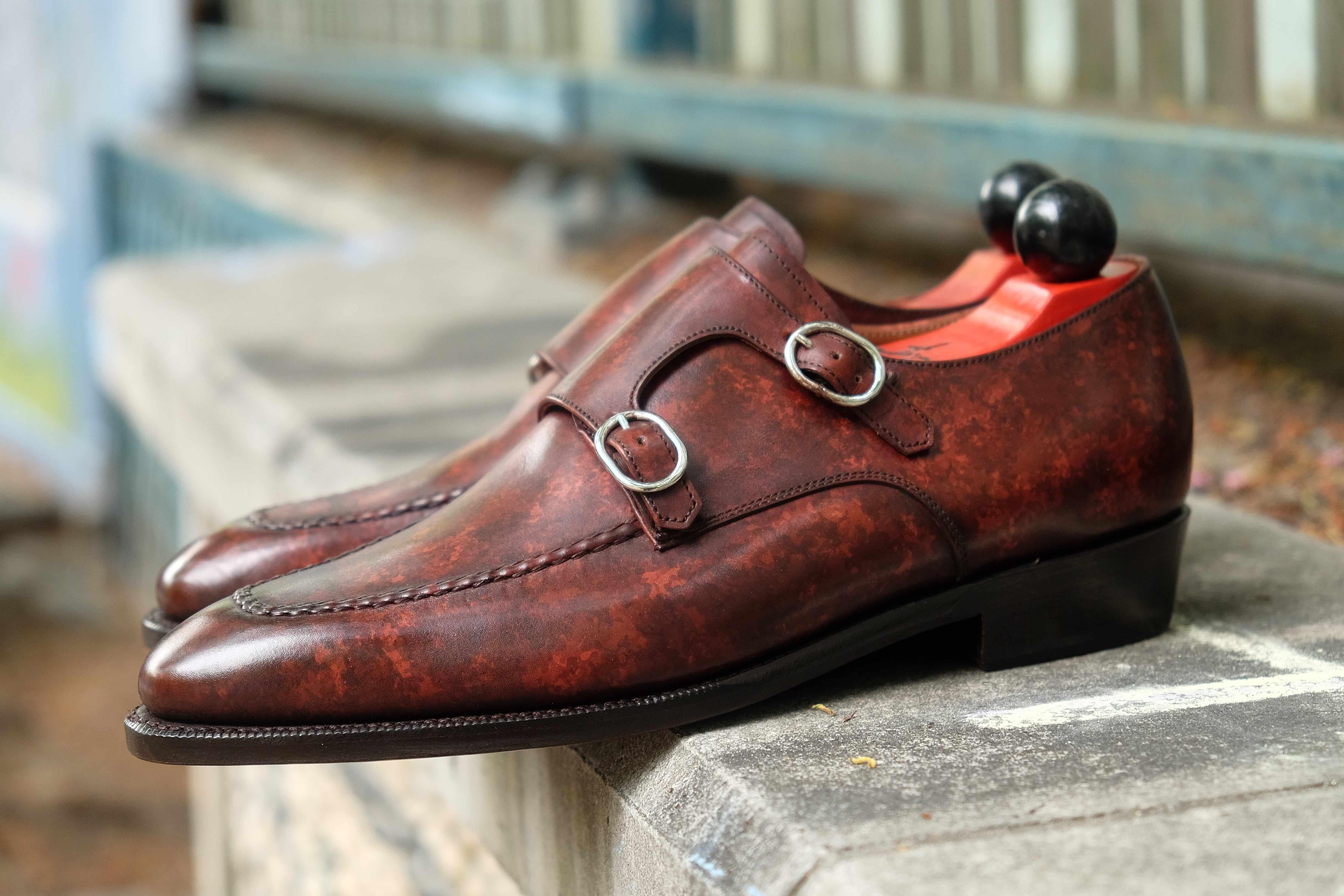 Montlake - Walnut Marble Patina-Double Monk Straps Monkstraps-J.FitzPatrick Footwear