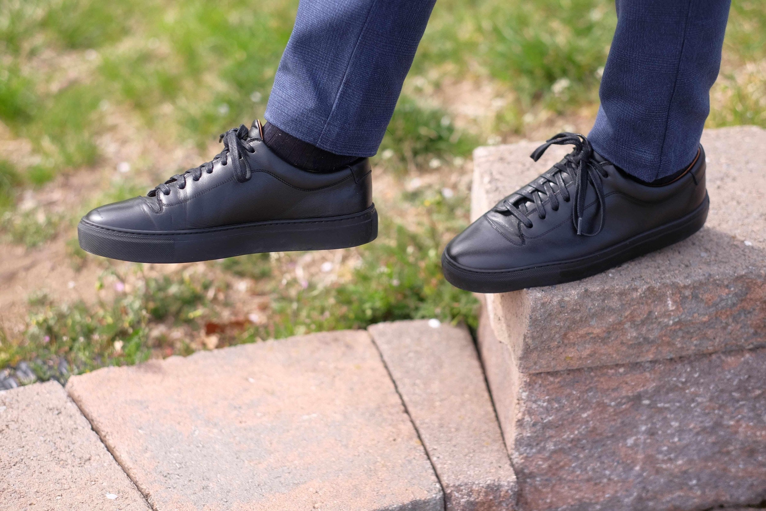 Olympia - Black Calf / Black Sole-Plimsoll Lace Up Laceup Sneakers-J.FitzPatrick Footwear