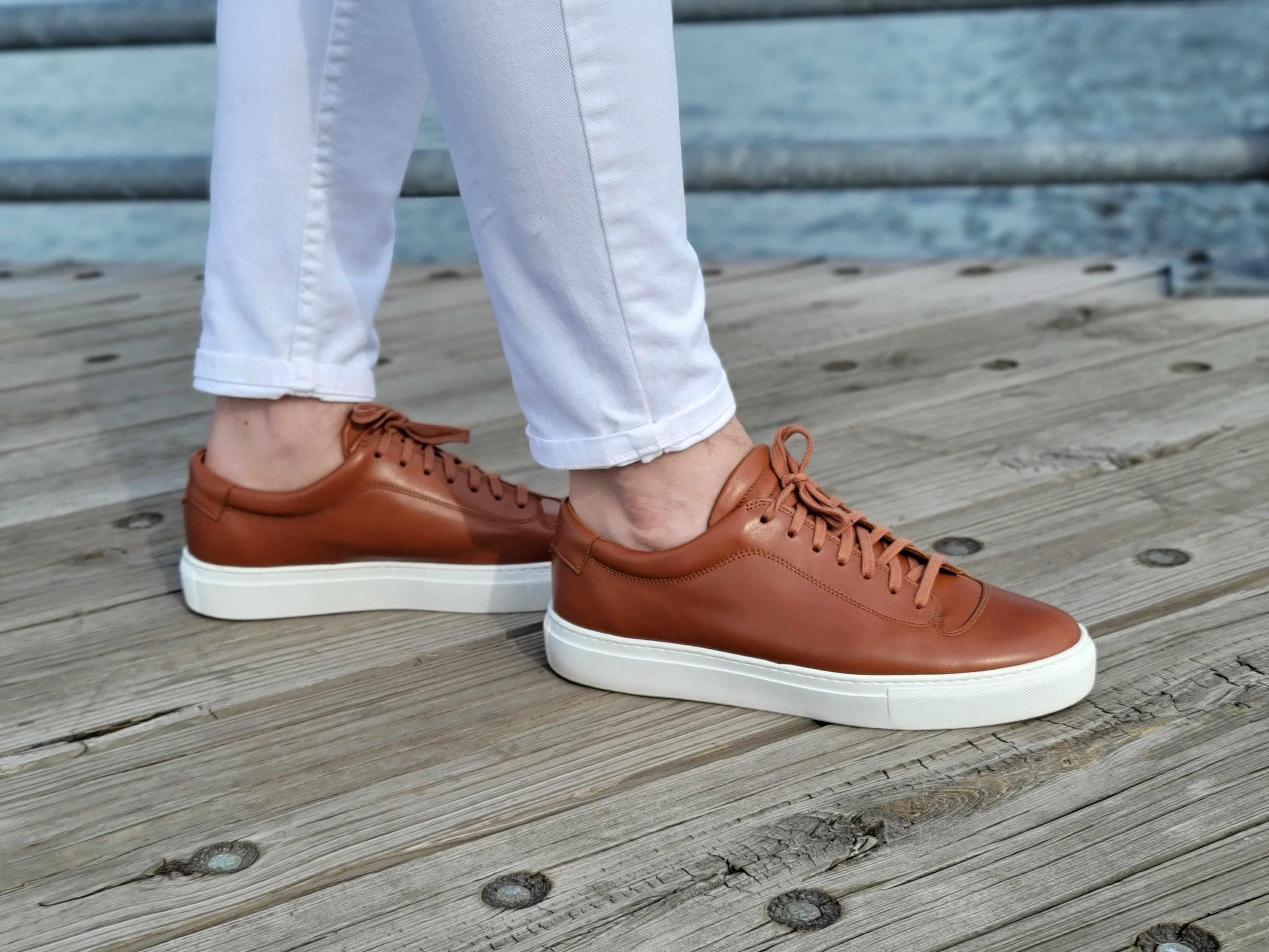 Olympia - Cedar Calf / White Sole-Plimsoll Lace Up Laceup Sneakers-J.FitzPatrick Footwear