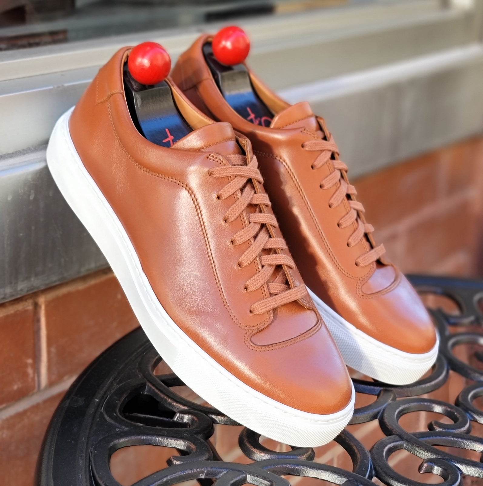 Olympia - Cedar Calf / White Sole-Plimsoll Lace Up Laceup Sneakers-J.FitzPatrick Footwear