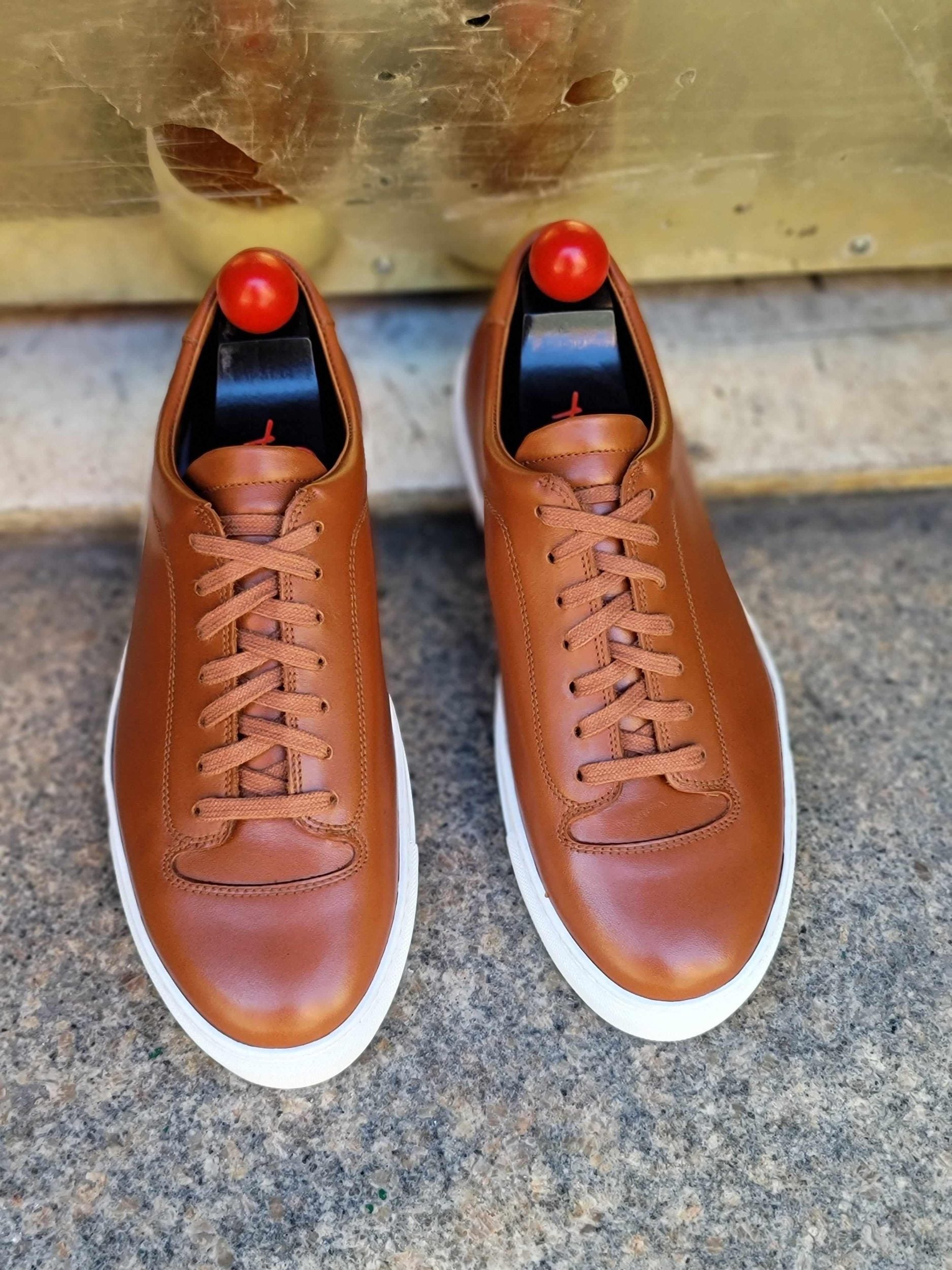 Olympia - Cedar Calf / White Sole-Plimsoll Lace Up Laceup Sneakers-J.FitzPatrick Footwear