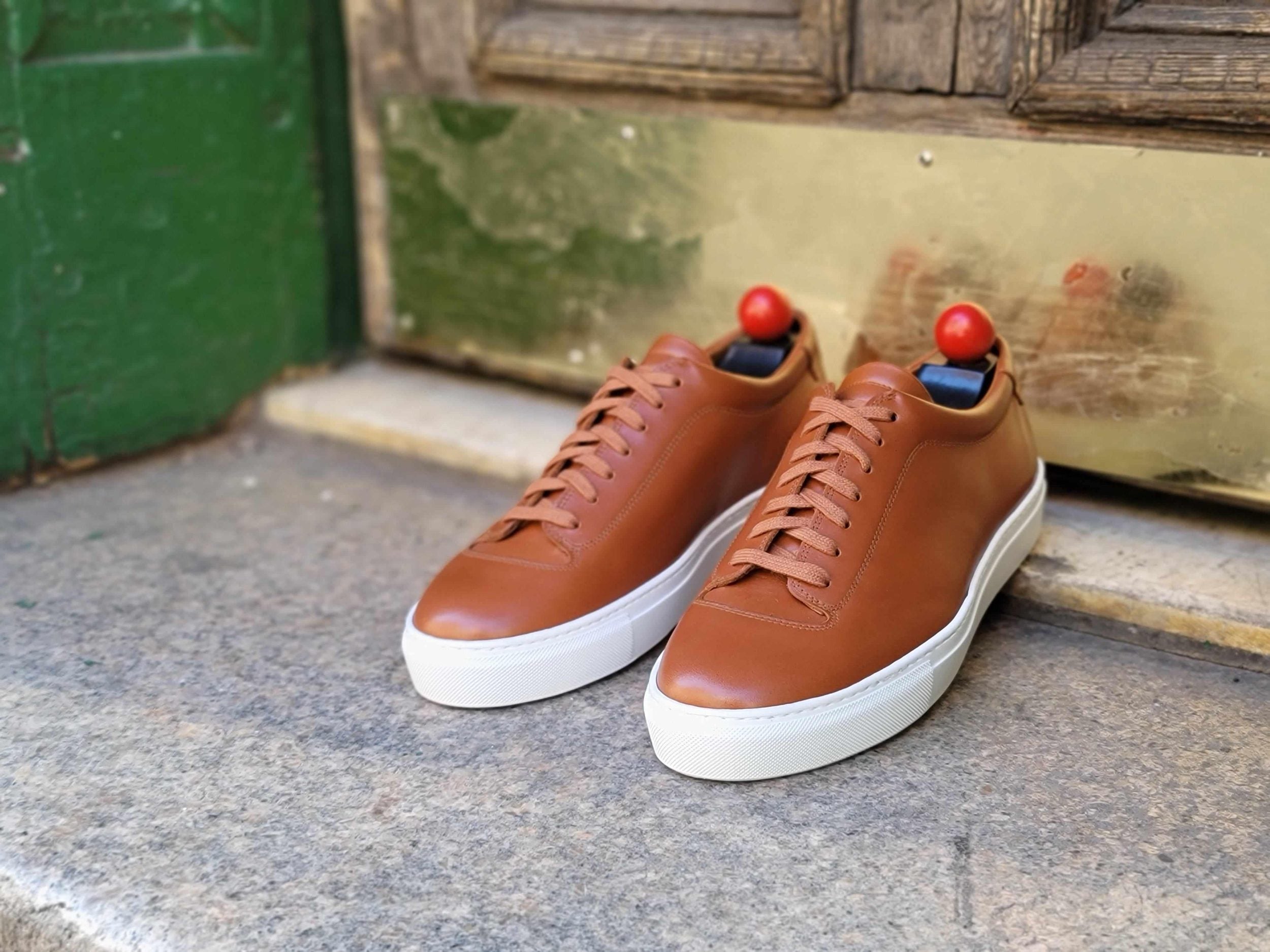 Olympia - Cedar Calf / White Sole-Plimsoll Lace Up Laceup Sneakers-J.FitzPatrick Footwear