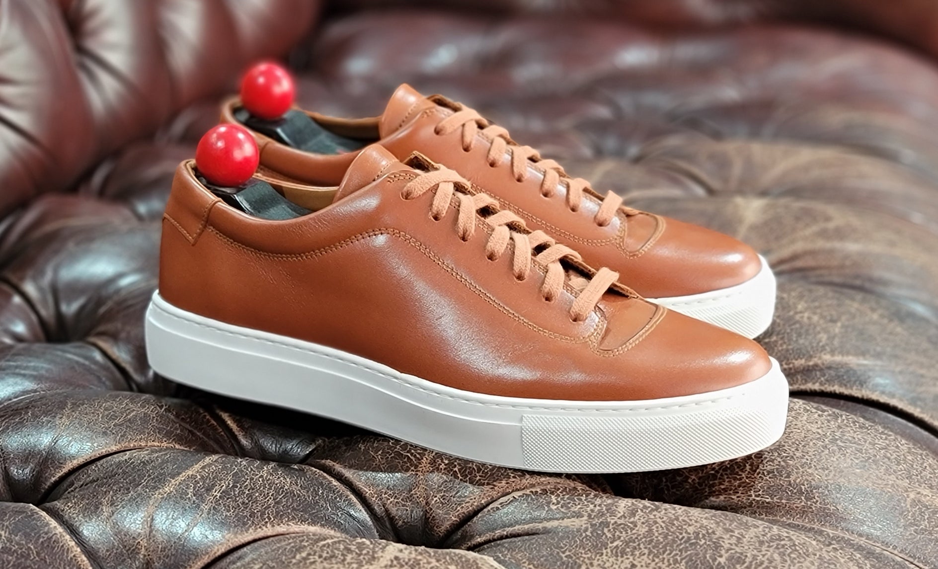 Olympia - Cedar Calf / White Sole-Plimsoll Lace Up Laceup Sneakers-J.FitzPatrick Footwear
