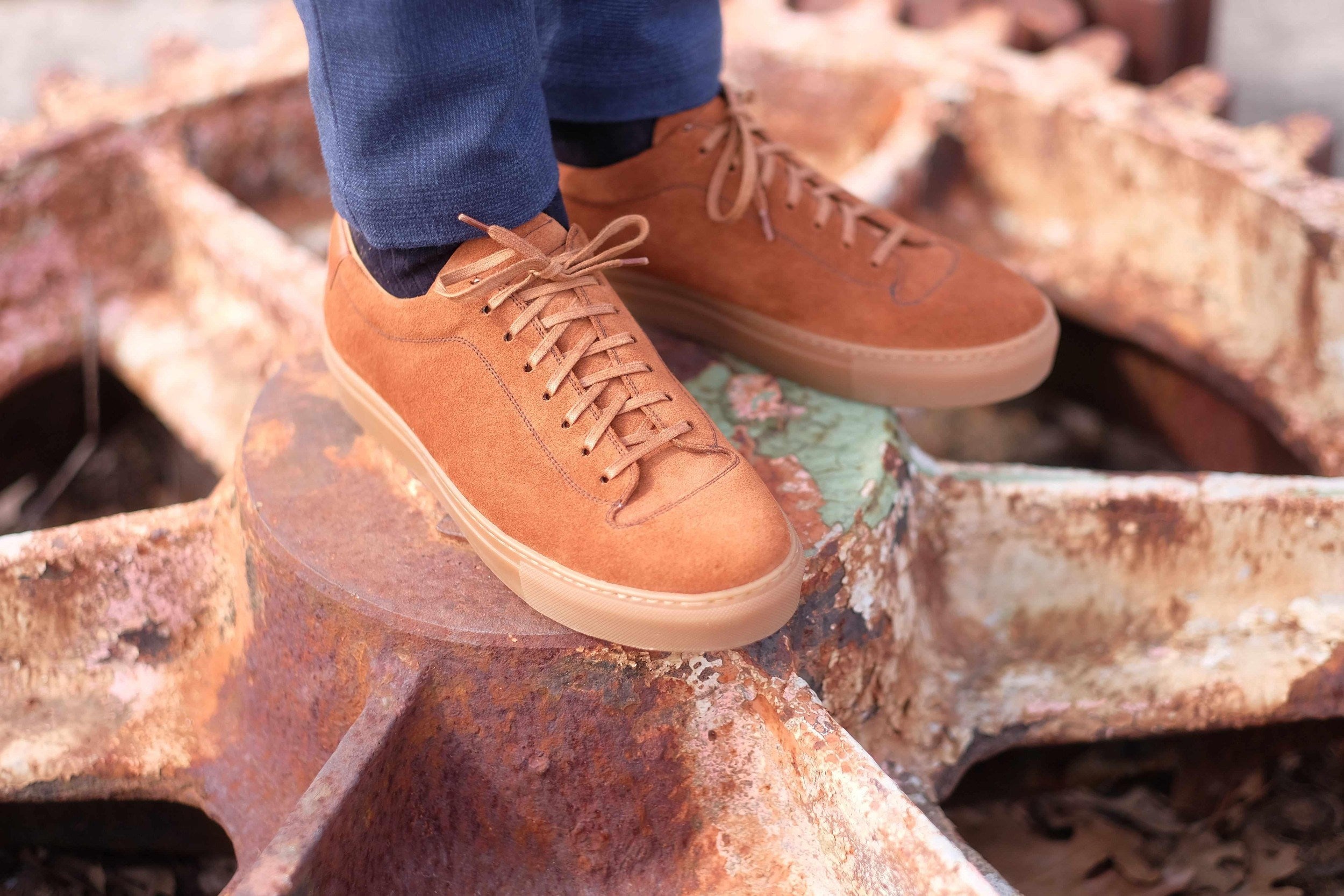 Olympia - Cumin Suede / Gum Sole-Plimsoll Lace Up Laceup Sneakers-J.FitzPatrick Footwear