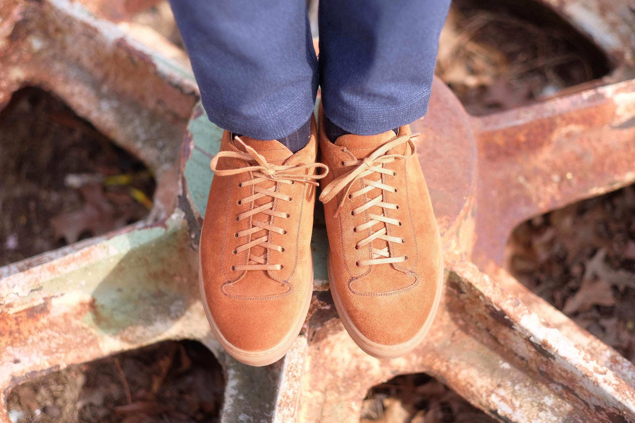 Olympia - Cumin Suede / Gum Sole-Plimsoll Lace Up Laceup Sneakers-J.FitzPatrick Footwear
