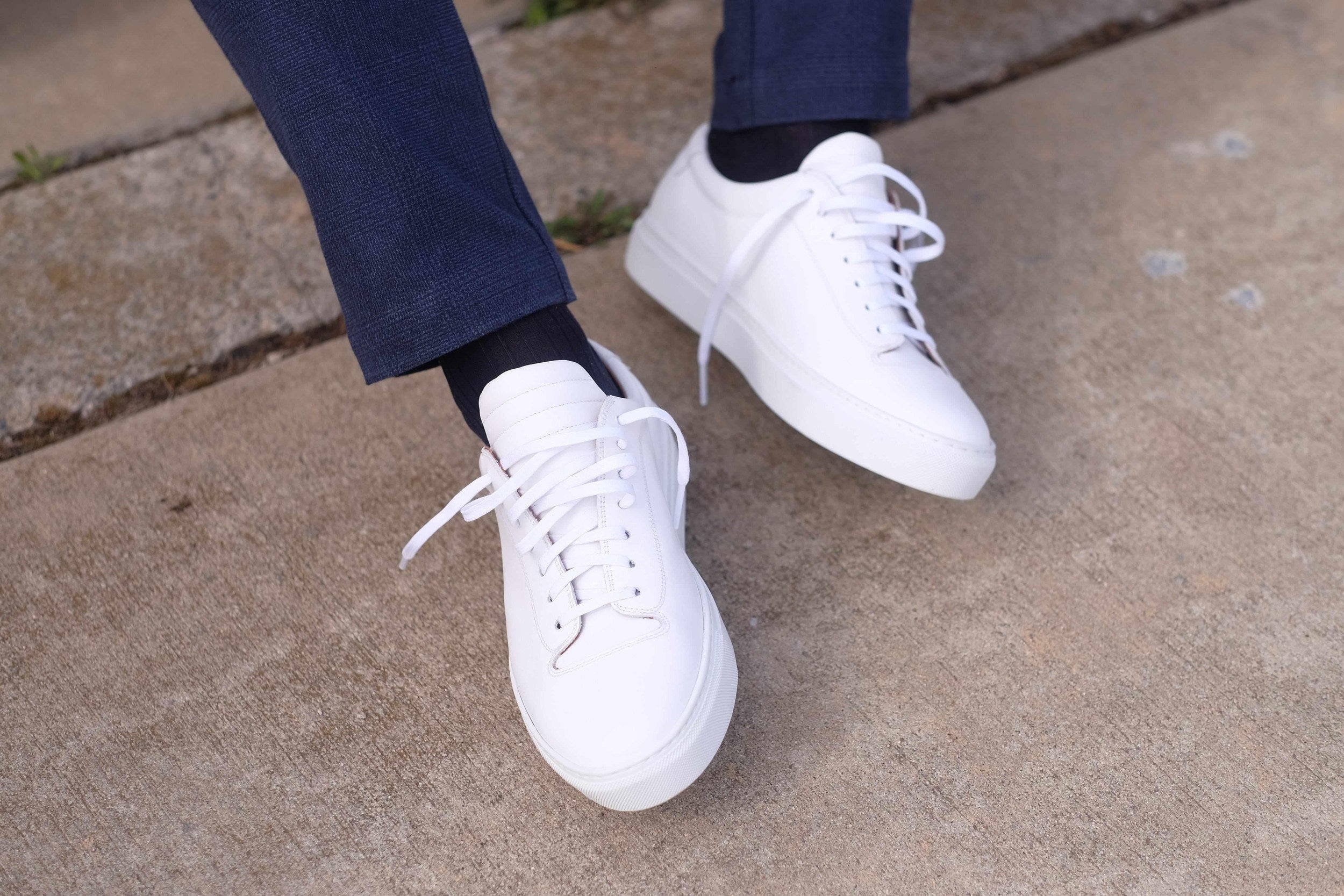 Olympia - White Calf / White Sole-Plimsoll Lace Up Laceup Sneakers-J.FitzPatrick Footwear