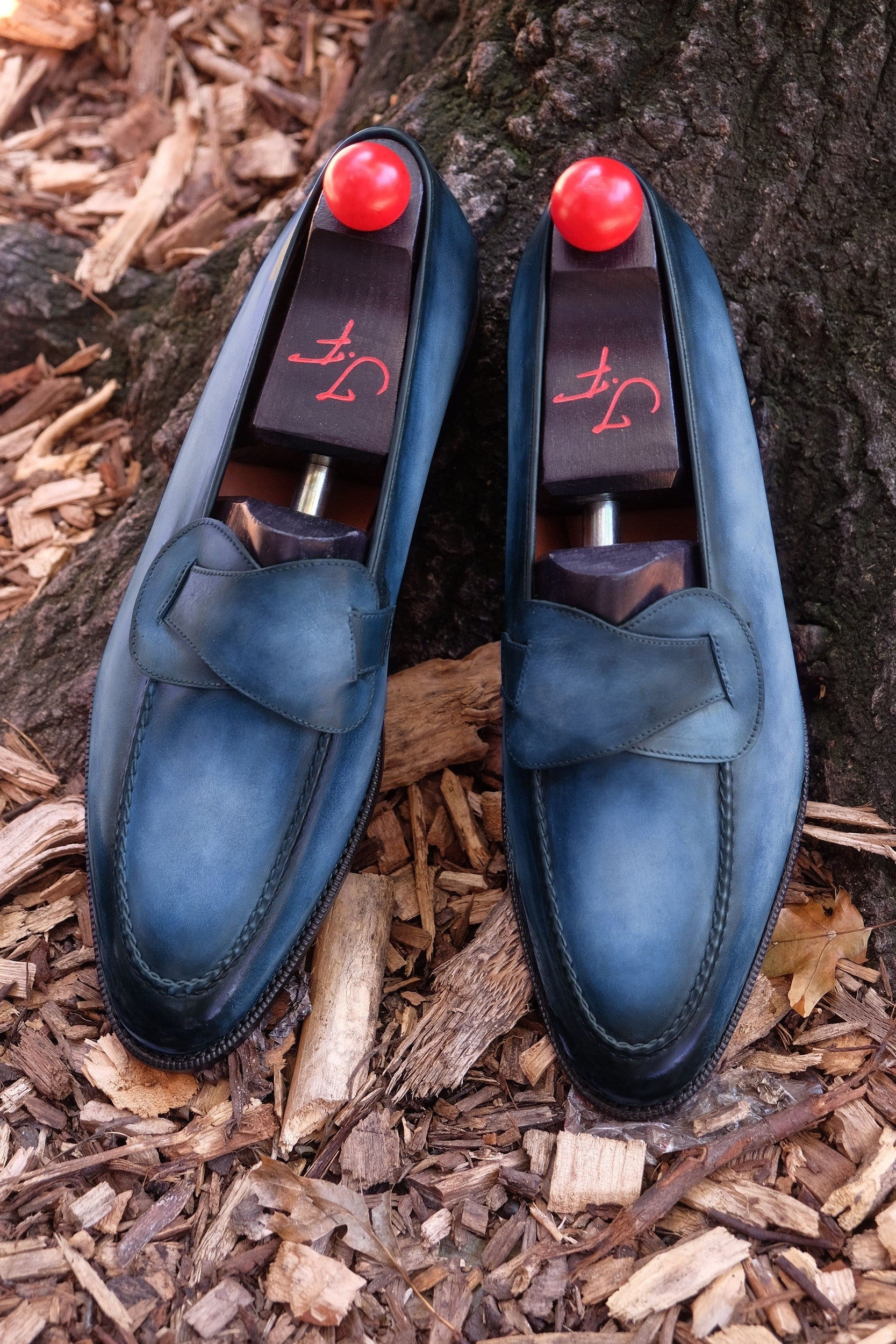 Patina Cobalt - MTO - Hawthorne-Made To Order Butterfly Loafer Custom Patina-J.FitzPatrick Footwear