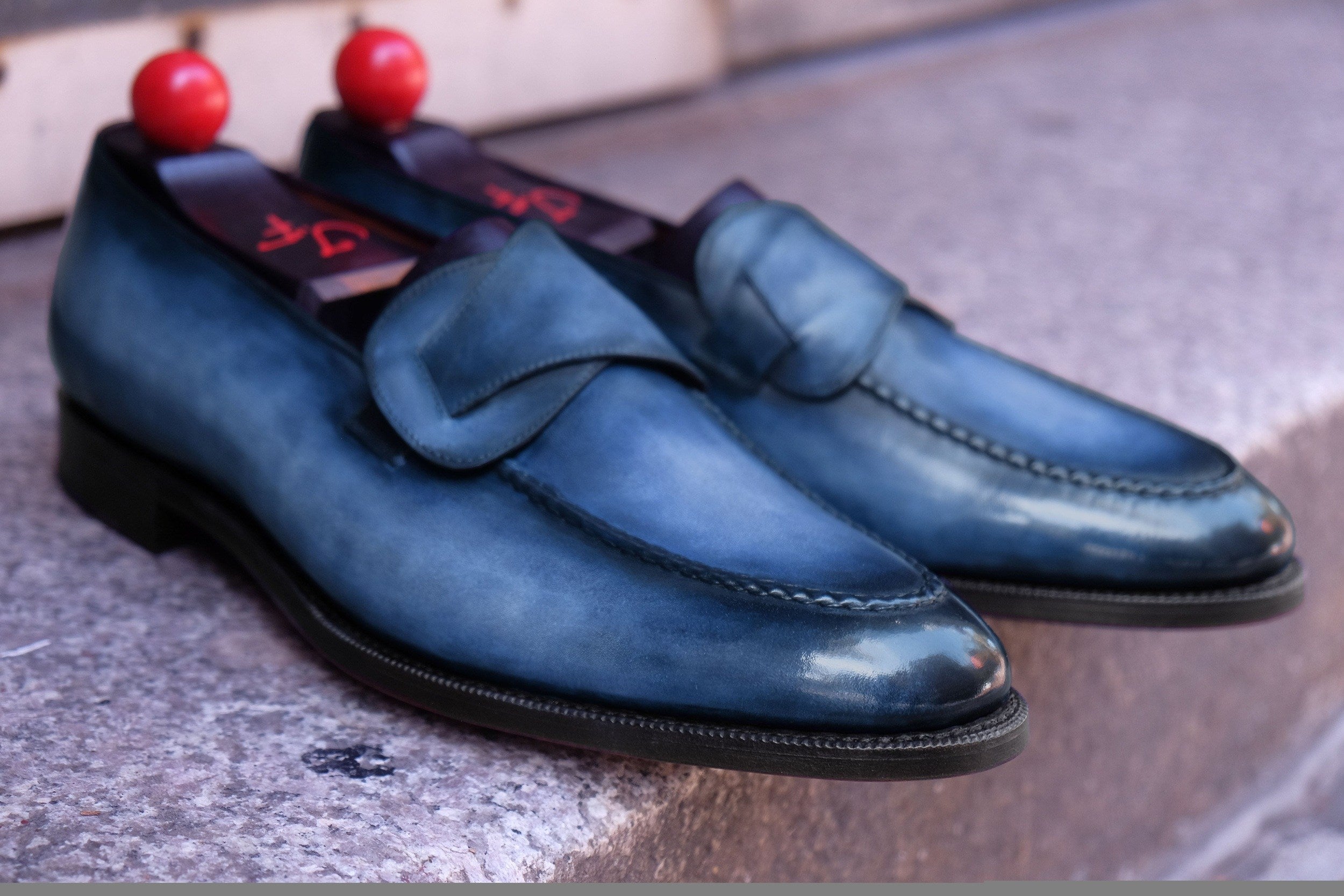 Patina Cobalt - MTO - Hawthorne-Made To Order Butterfly Loafer Custom Patina-J.FitzPatrick Footwear