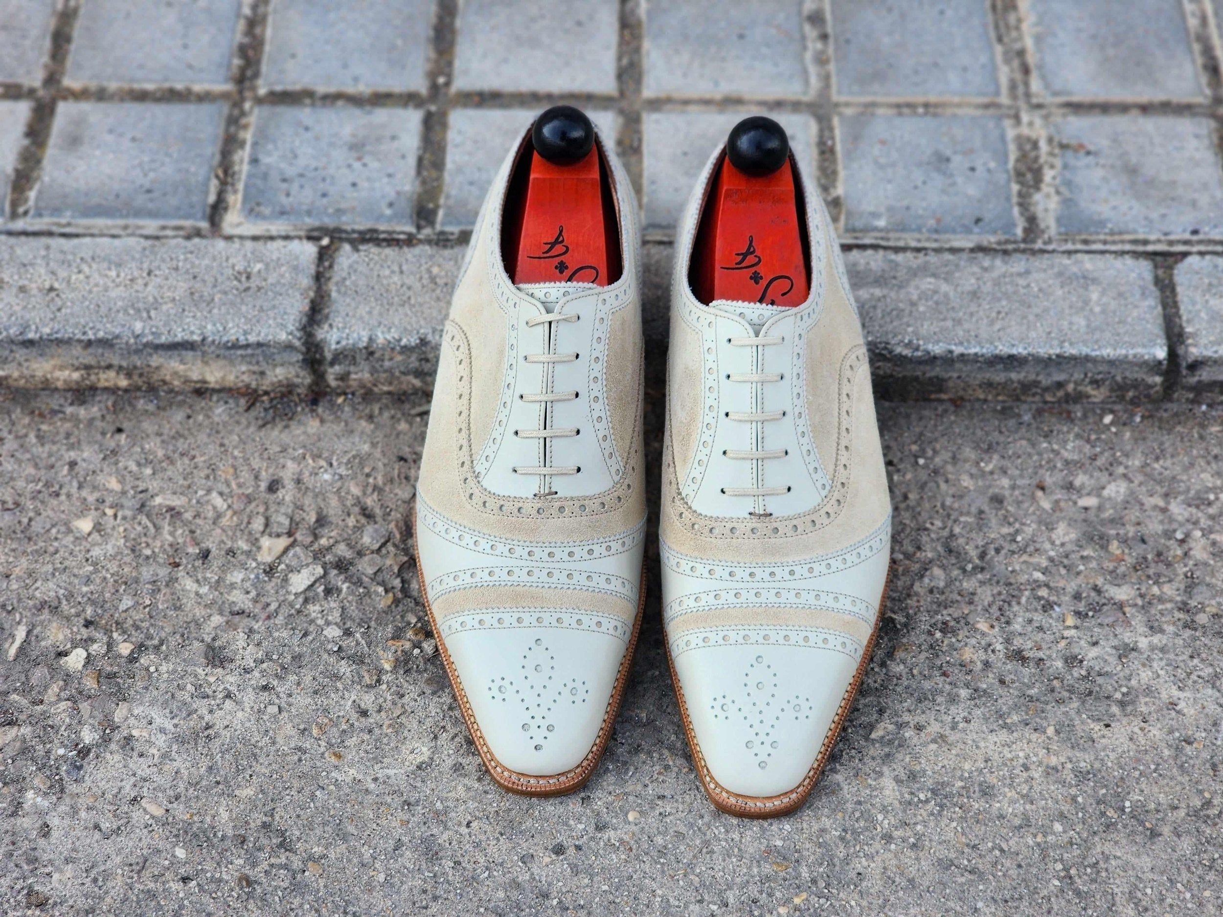 Phillips - Cream Calf / Cream Suede-Captoe Cap Toe Oxfords-J.FitzPatrick Footwear