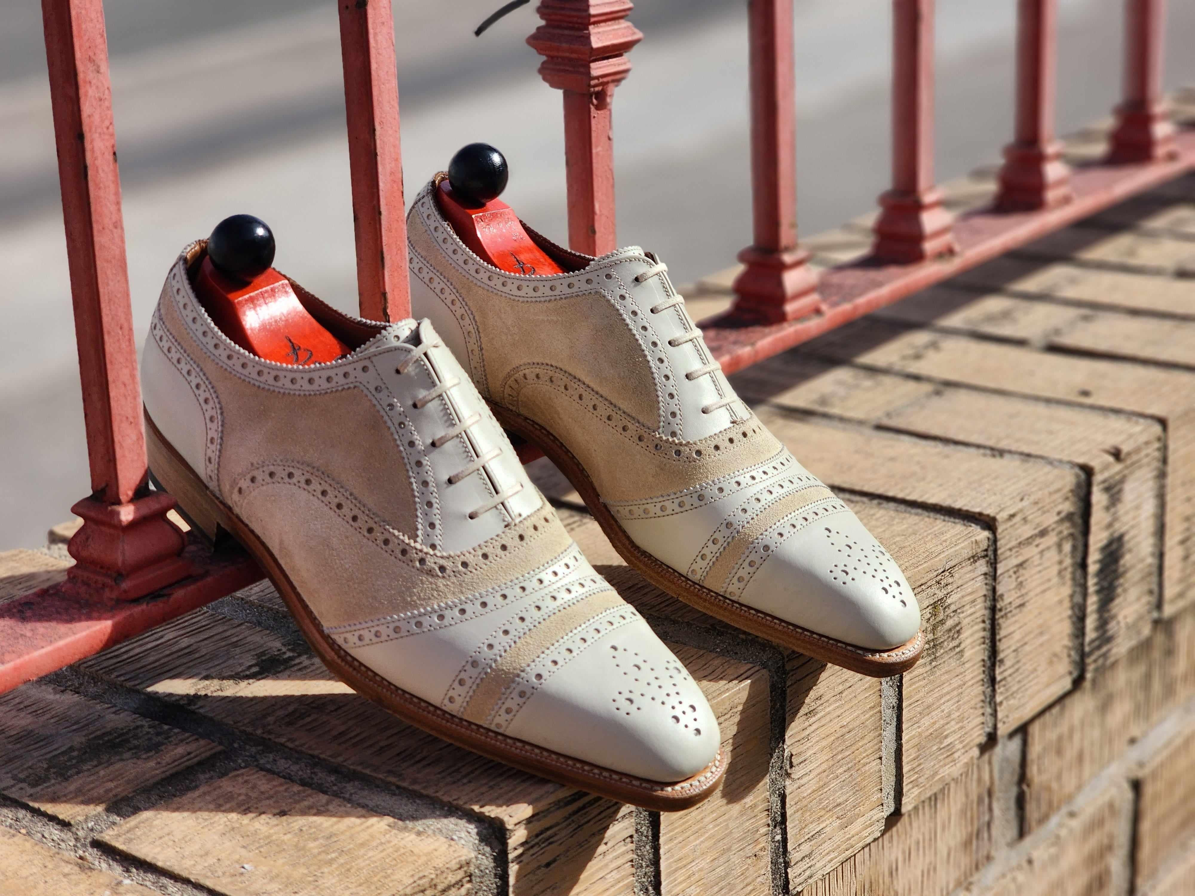 Phillips - Cream Calf / Cream Suede-Captoe Cap Toe Oxfords-J.FitzPatrick Footwear