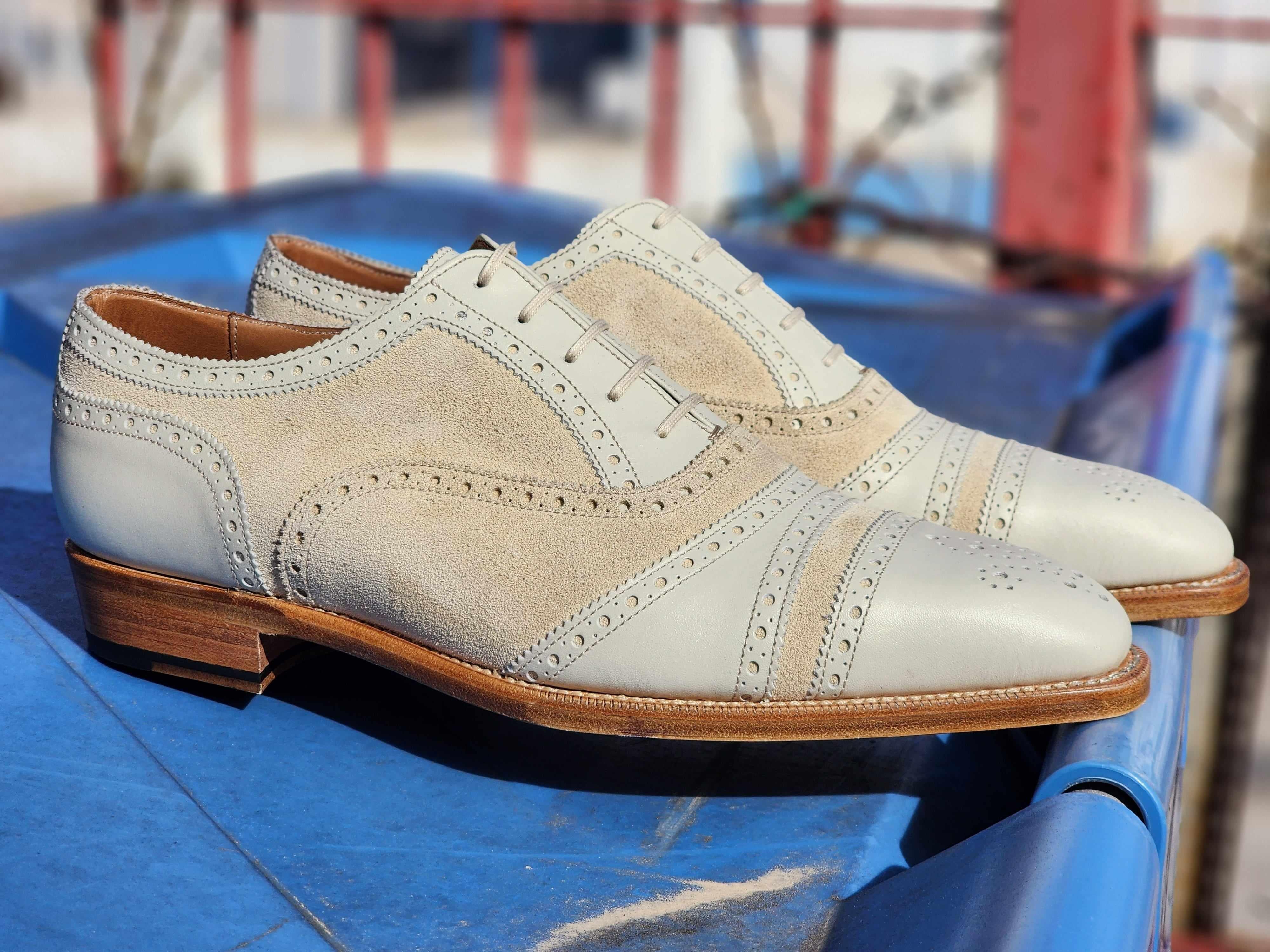 Phillips - Cream Calf / Cream Suede-Captoe Cap Toe Oxfords-J.FitzPatrick Footwear