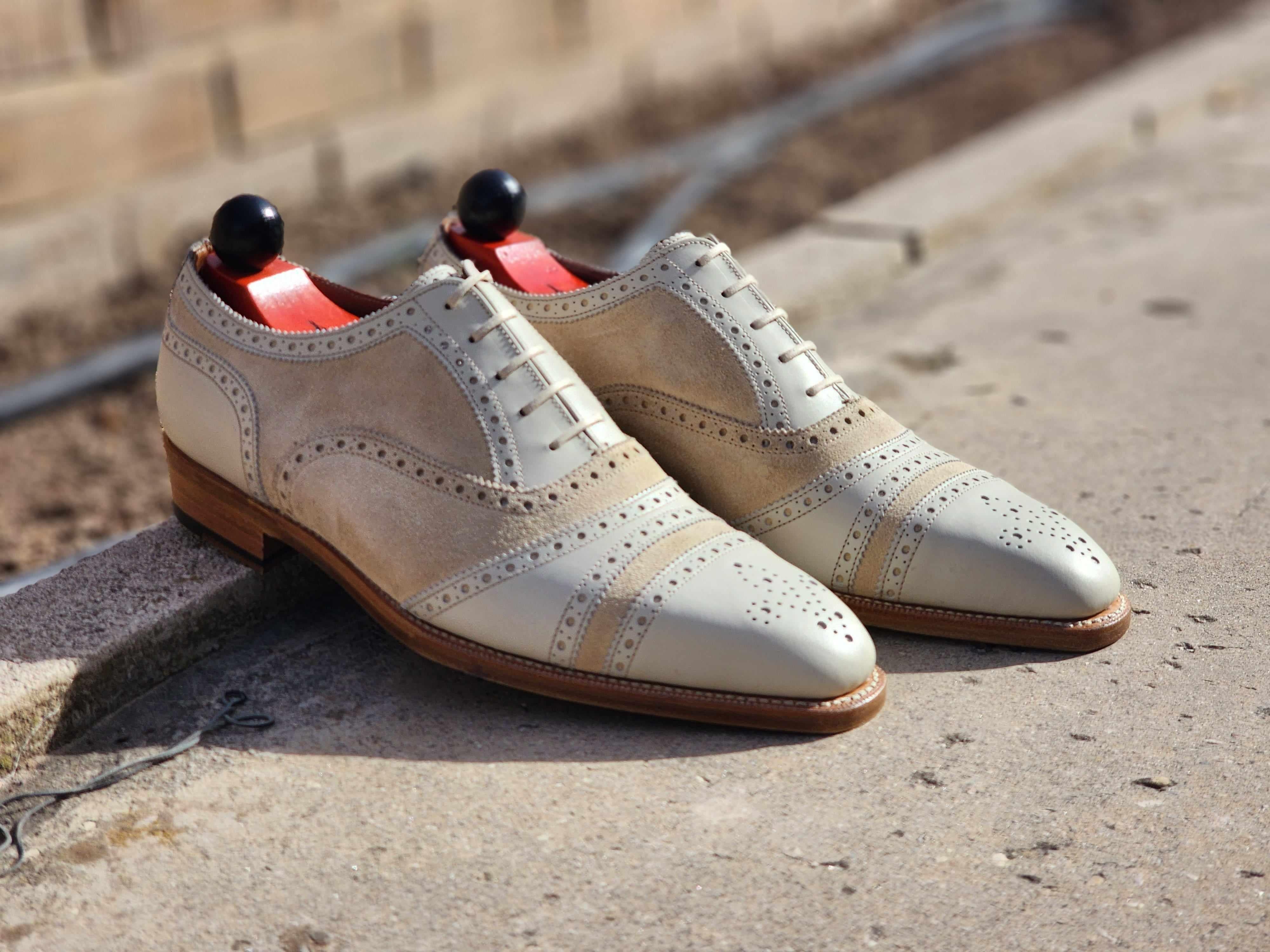Phillips - Cream Calf / Cream Suede-Captoe Cap Toe Oxfords-J.FitzPatrick Footwear