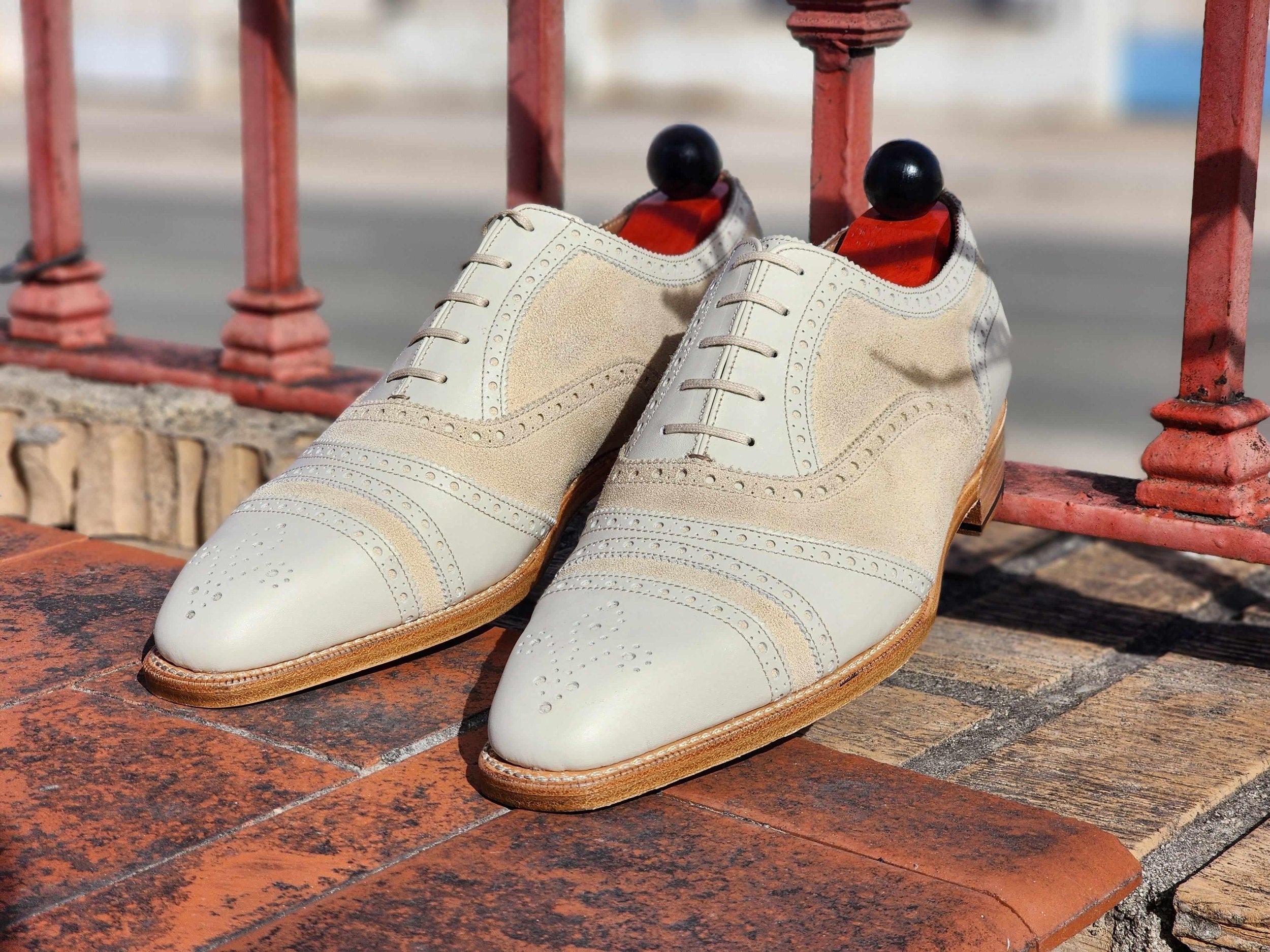 Phillips - Cream Calf / Cream Suede-Captoe Cap Toe Oxfords-J.FitzPatrick Footwear