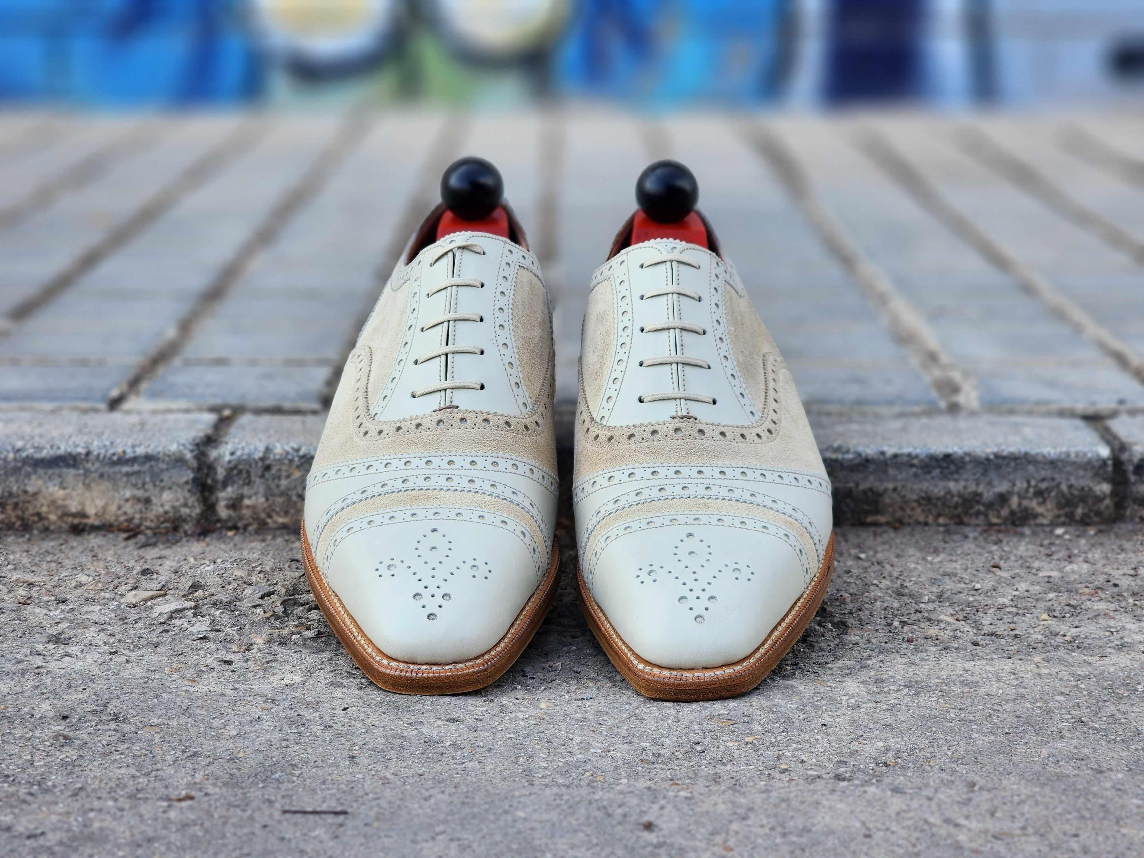 Phillips - Cream Calf / Cream Suede-Captoe Cap Toe Oxfords-J.FitzPatrick Footwear
