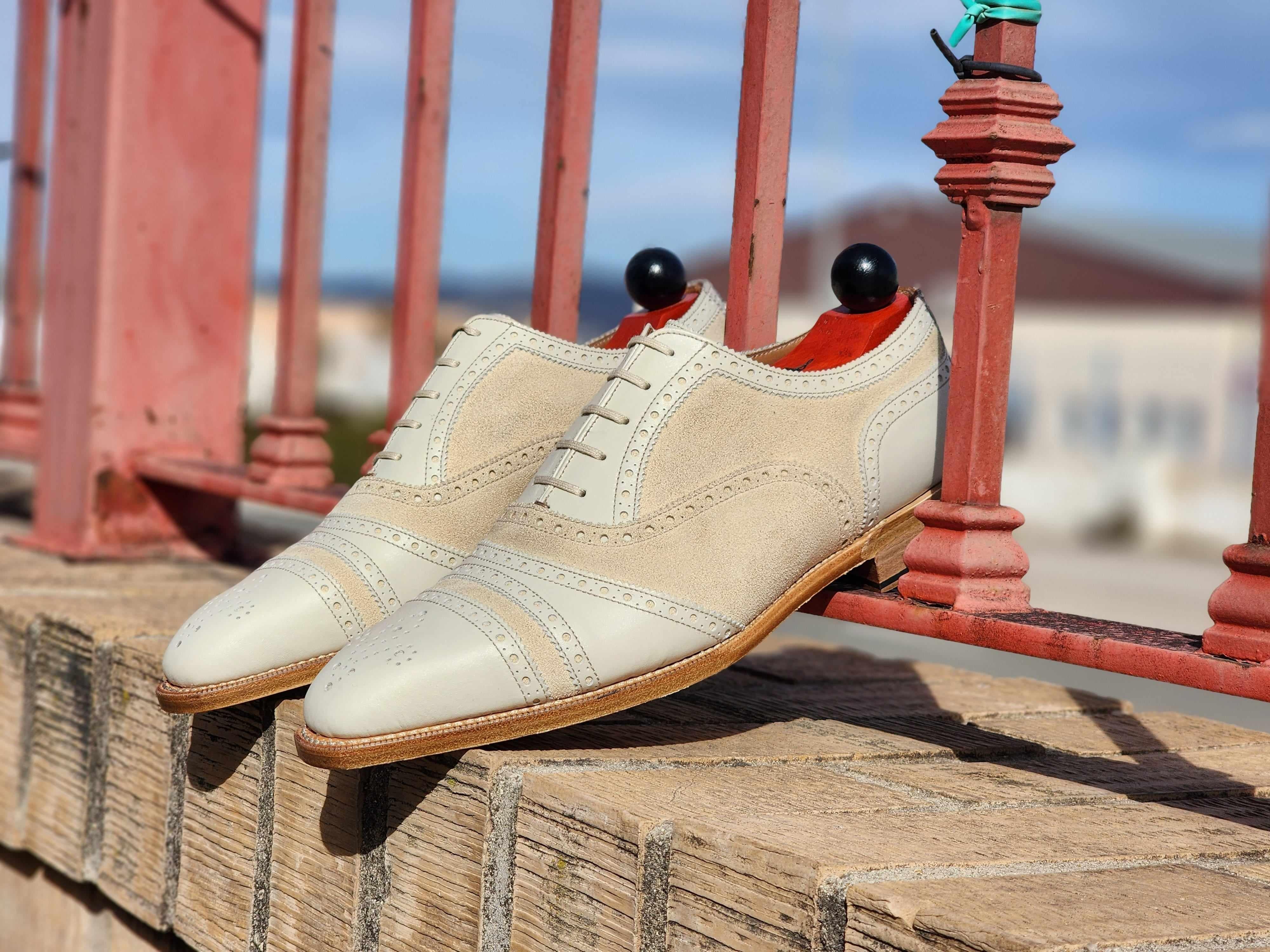 Phillips - Cream Calf / Cream Suede-Captoe Cap Toe Oxfords-J.FitzPatrick Footwear