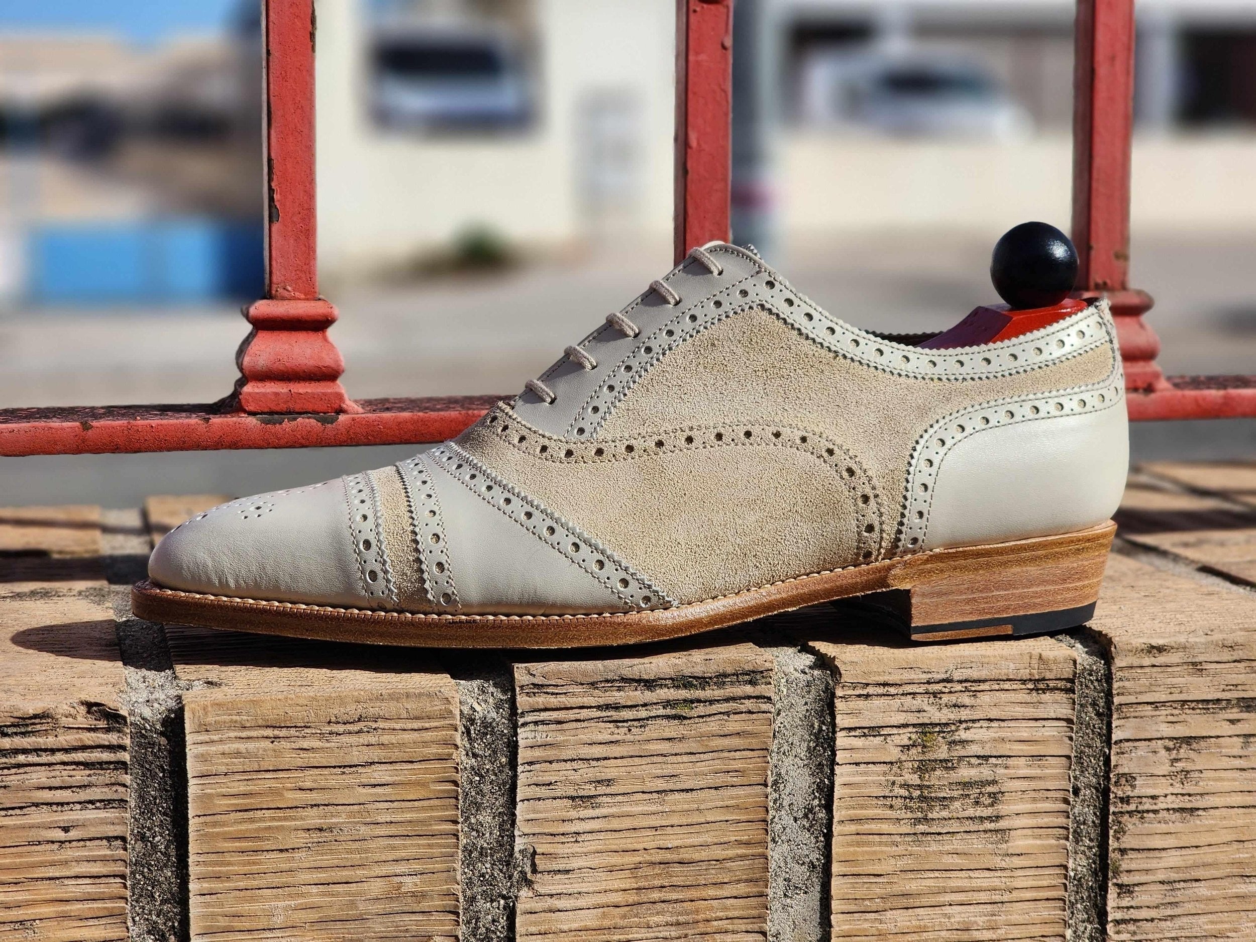 Phillips - Cream Calf / Cream Suede-Captoe Cap Toe Oxfords-J.FitzPatrick Footwear