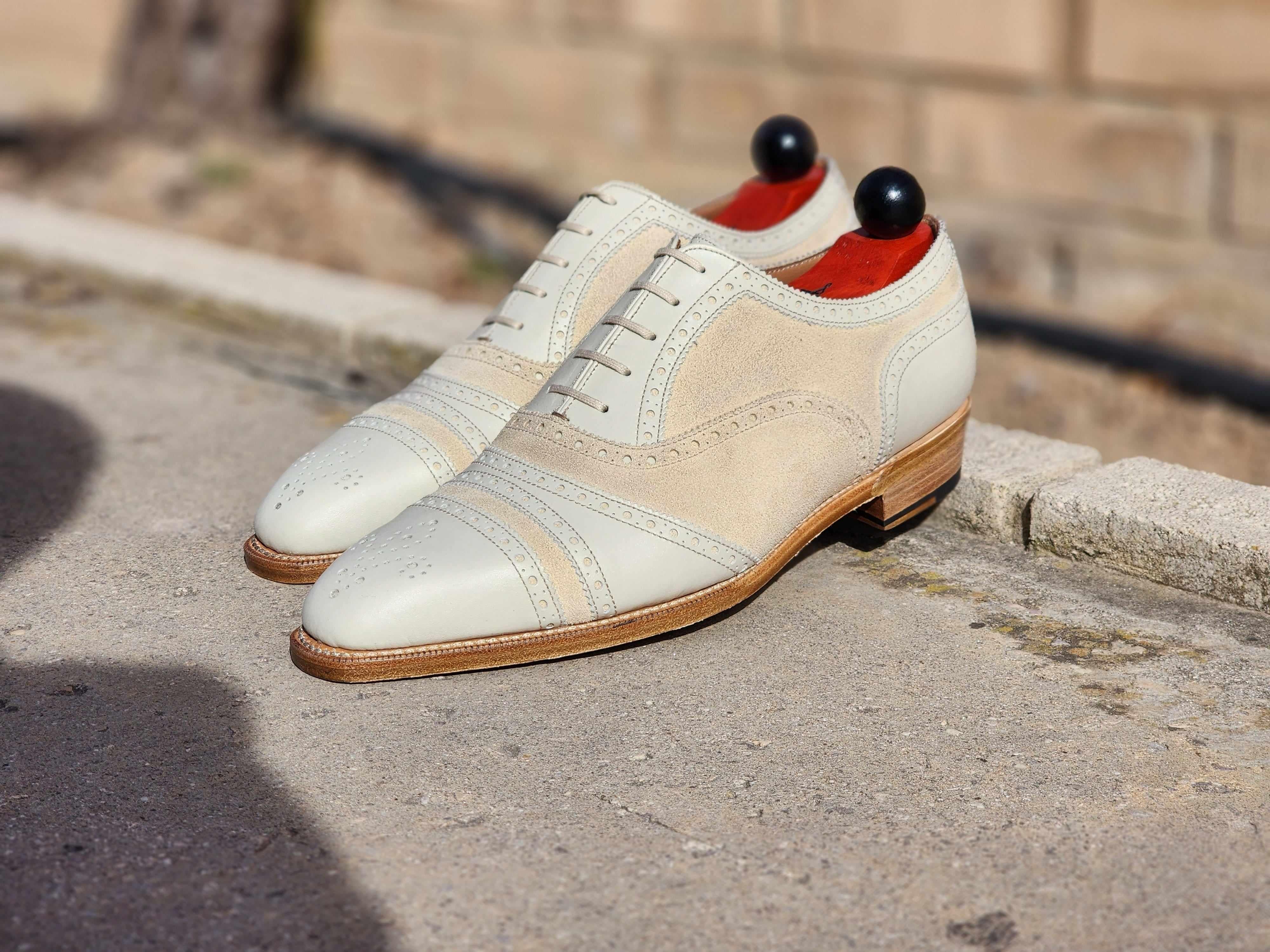 Phillips - Cream Calf / Cream Suede-Captoe Cap Toe Oxfords-J.FitzPatrick Footwear