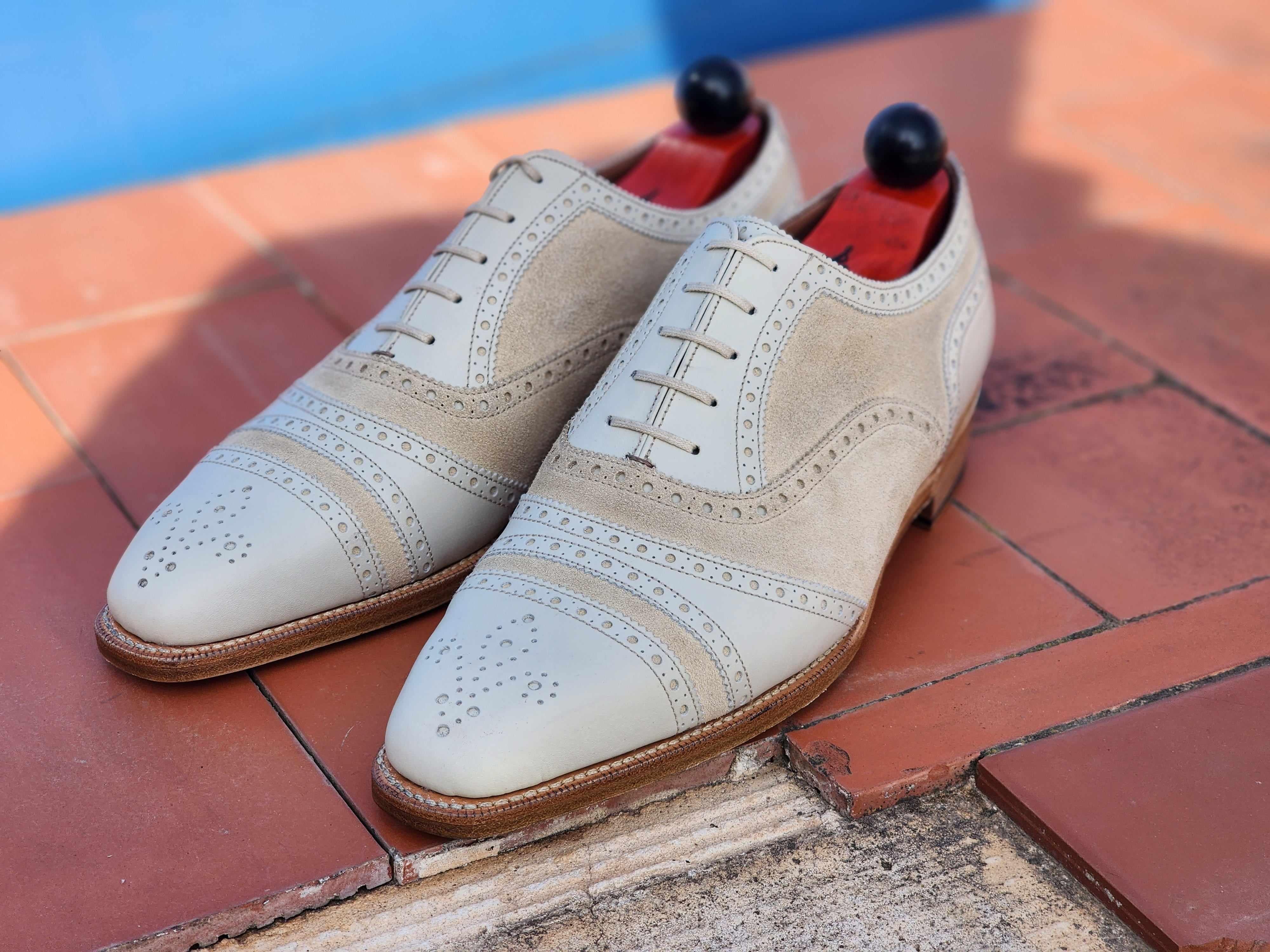 Phillips - Cream Calf / Cream Suede-Captoe Cap Toe Oxfords-J.FitzPatrick Footwear