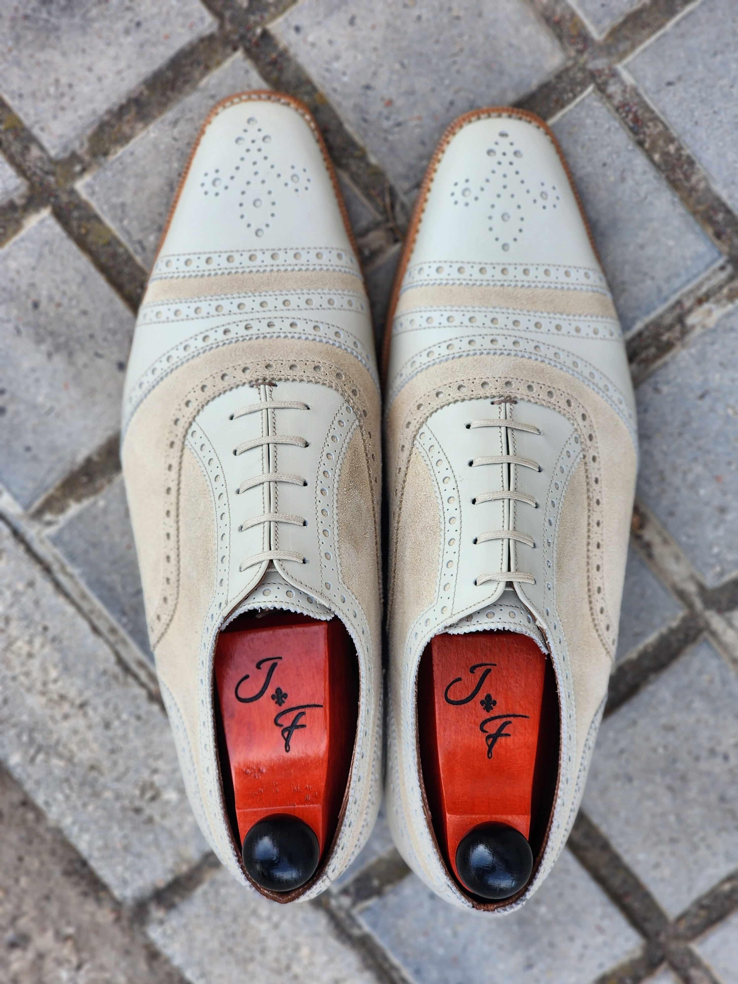 Phillips - Cream Calf / Cream Suede-Captoe Cap Toe Oxfords-J.FitzPatrick Footwear