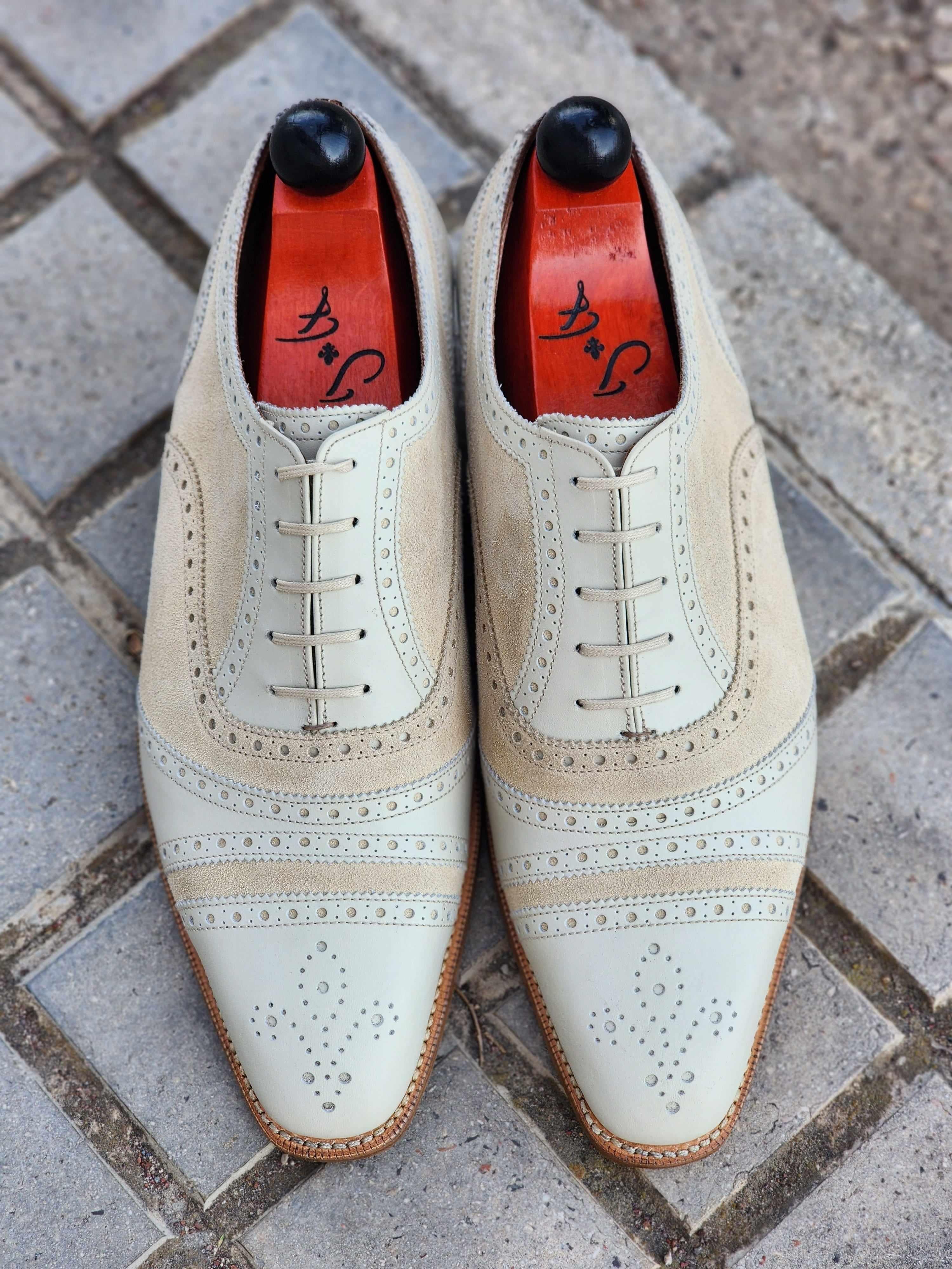 Phillips - Cream Calf / Cream Suede-Captoe Cap Toe Oxfords-J.FitzPatrick Footwear
