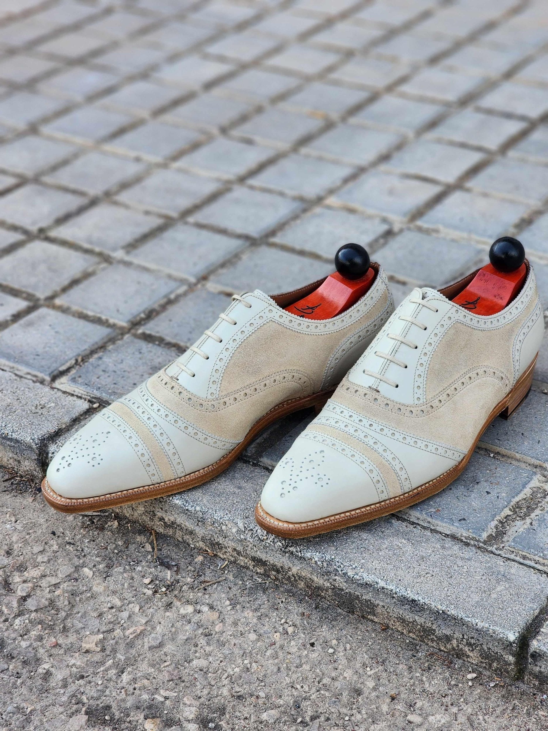 Phillips - Cream Calf / Cream Suede-Captoe Cap Toe Oxfords-J.FitzPatrick Footwear